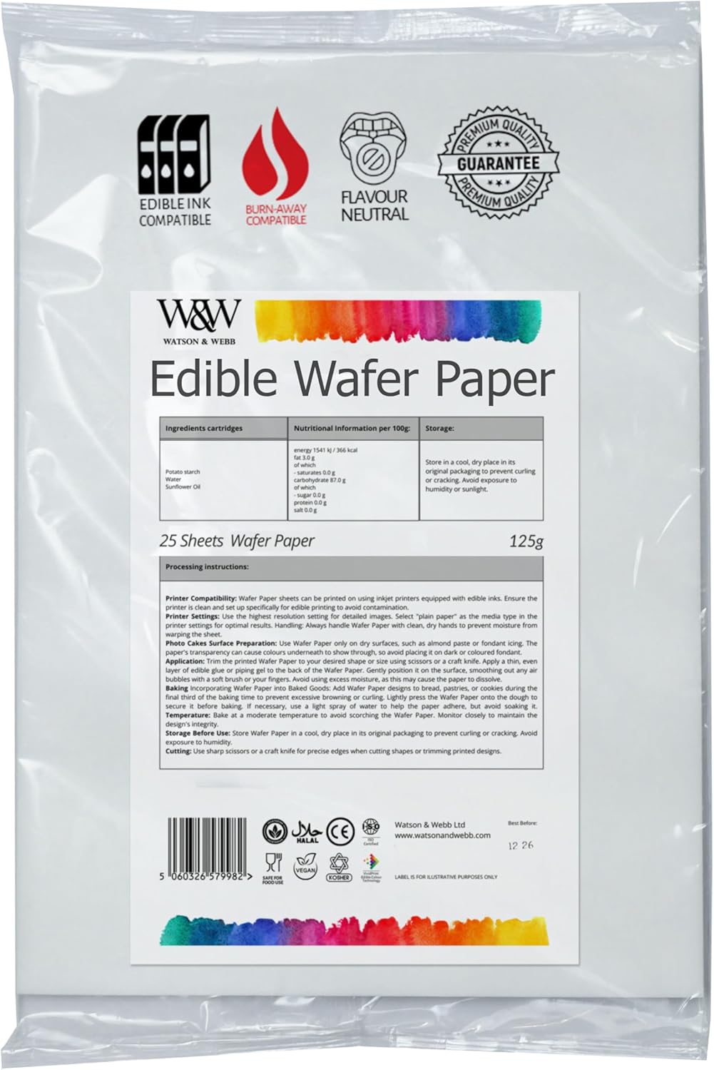 Printable-Edible-Wafer-Paper-Sheets-by-Watson-&-Webb-(0.35-mm,-25-Vegan,-Tasteless-847