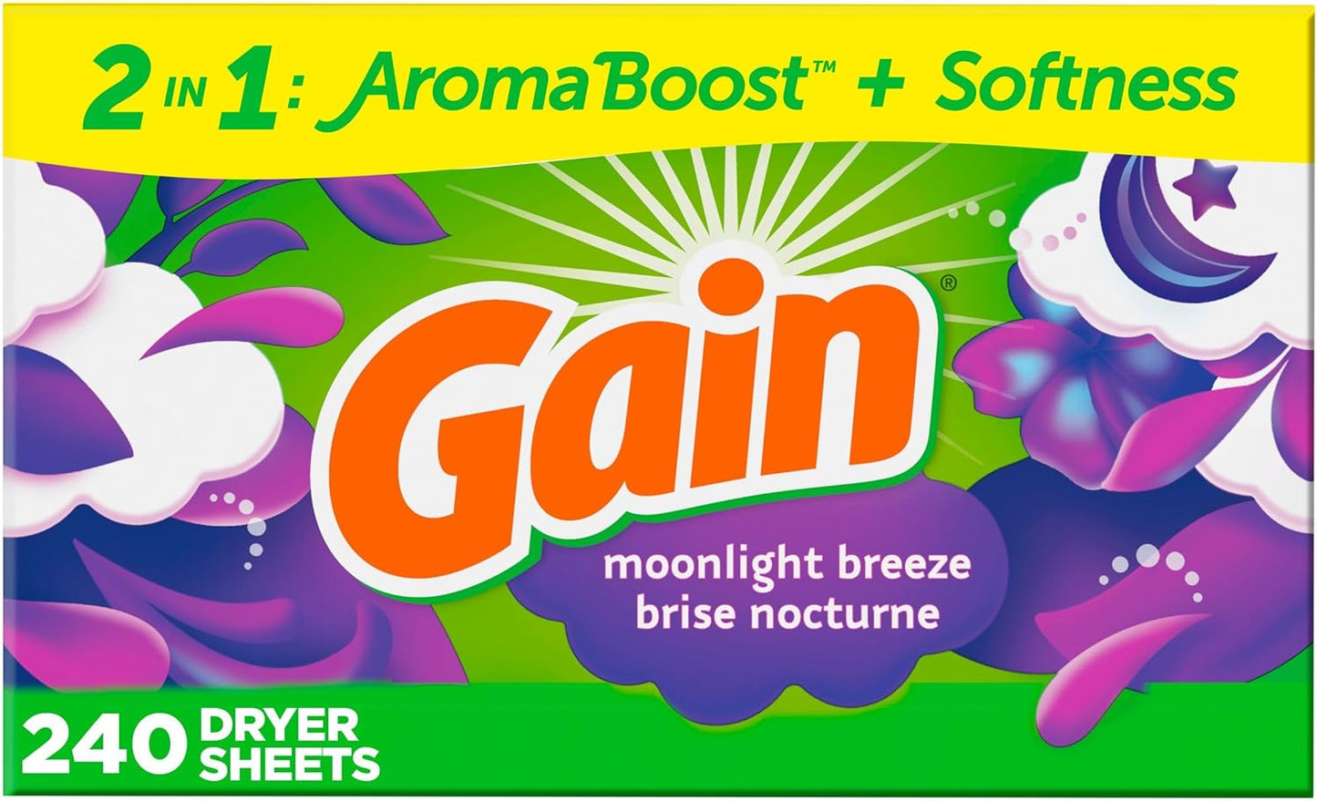 Gain-Dryer-Sheets-Laundry-Fabric-Softener,-Moonlight-Breeze,-240-Count-4075