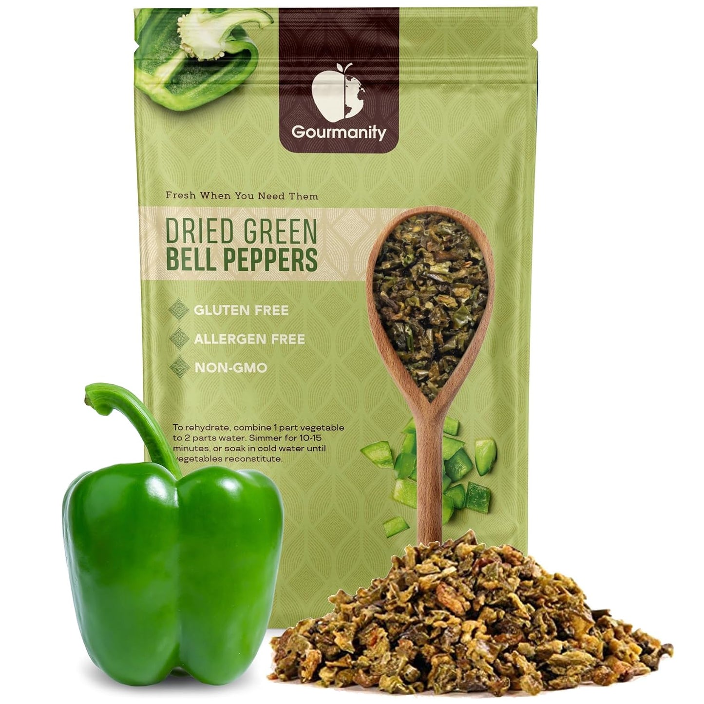 Gourmanity-Dried-Green-Bell-Peppers,-Diced,-4-oz-Resealable-Bag-----507