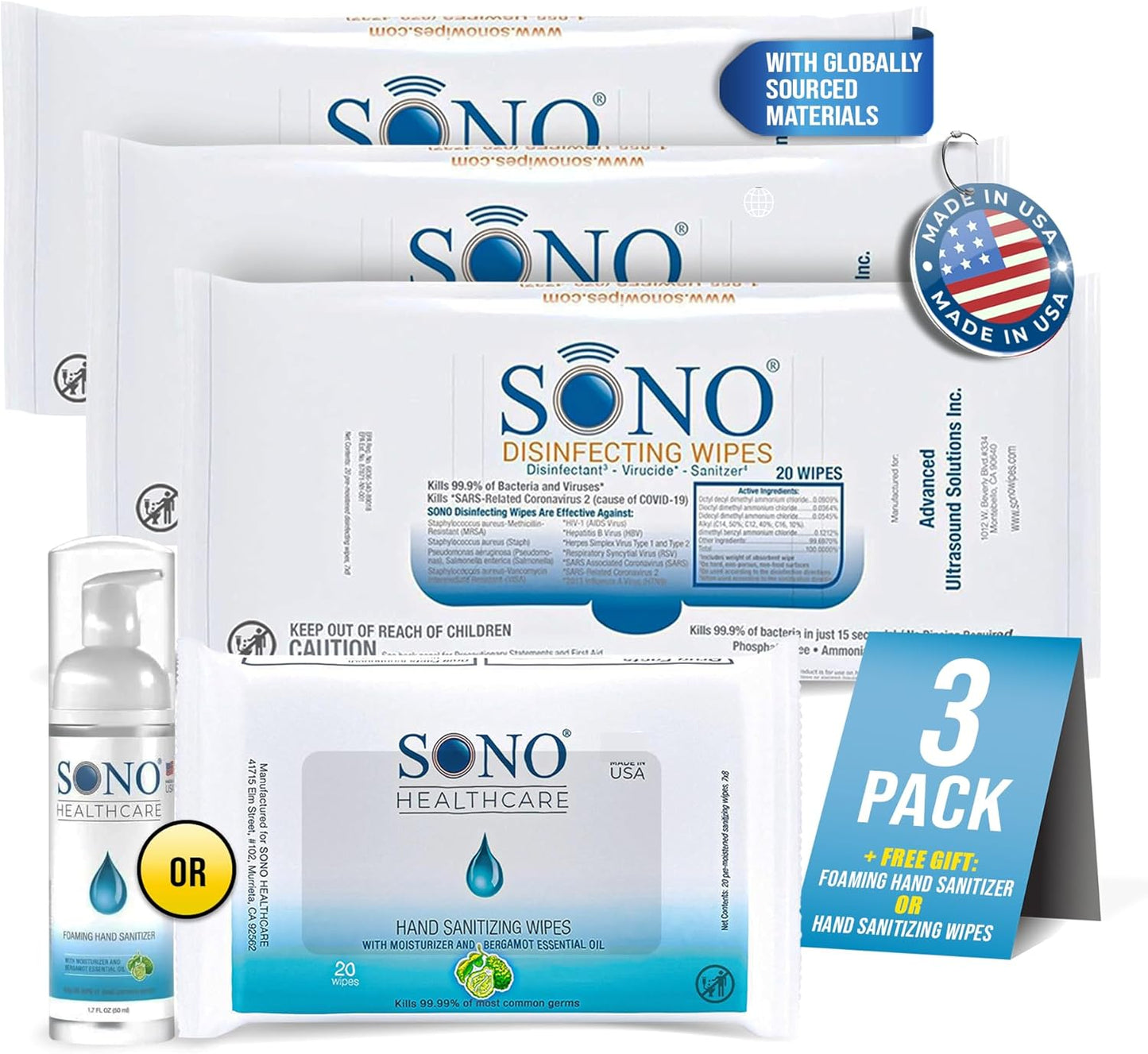 SONO-Disinfecting-Wipes---60-Count-(Pack-of-3)-+-Sanitizer,-Travel-Size,-Alcohol-Free,-No-313