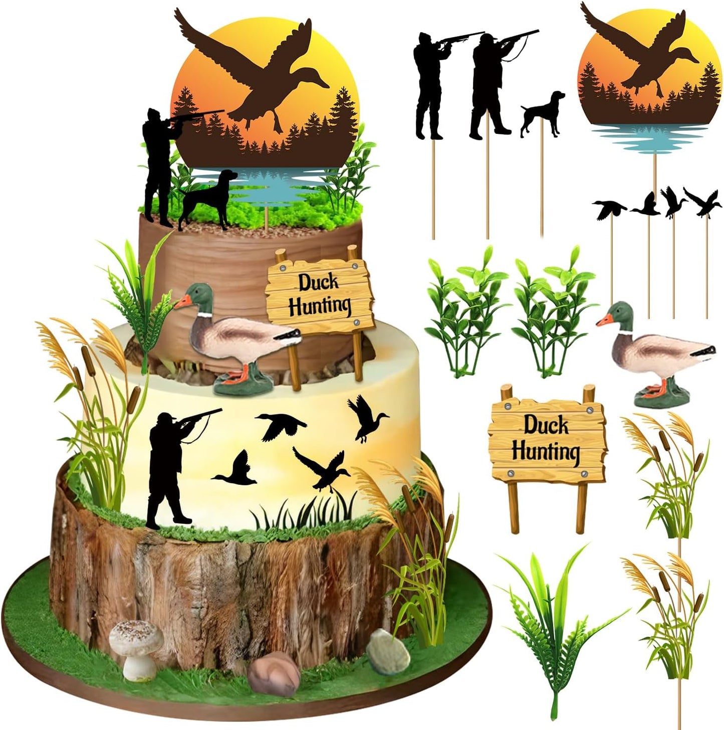 20Pcs-Mallard-Duck-Hunting-Cake-Topper,-Duck-459