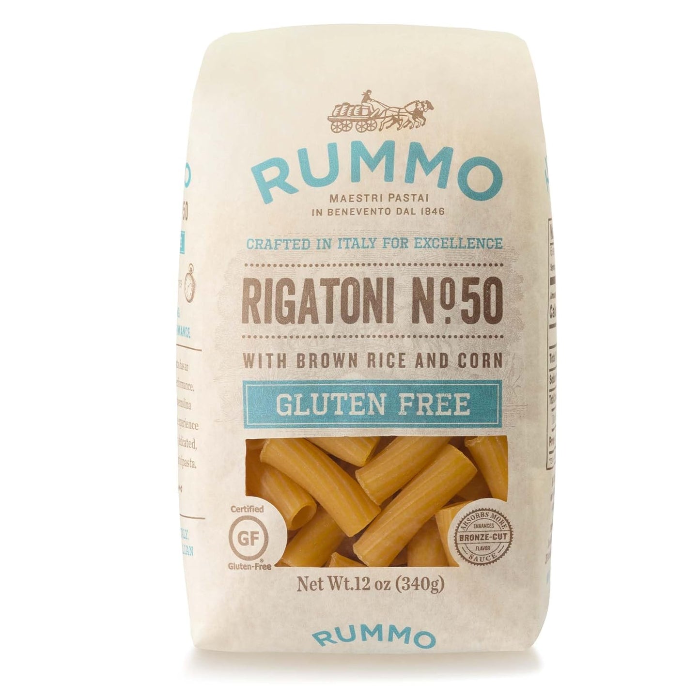 Rummo Gluten Free Rigatoni N.50 - Gluten Free Pasta, Made with Corn &