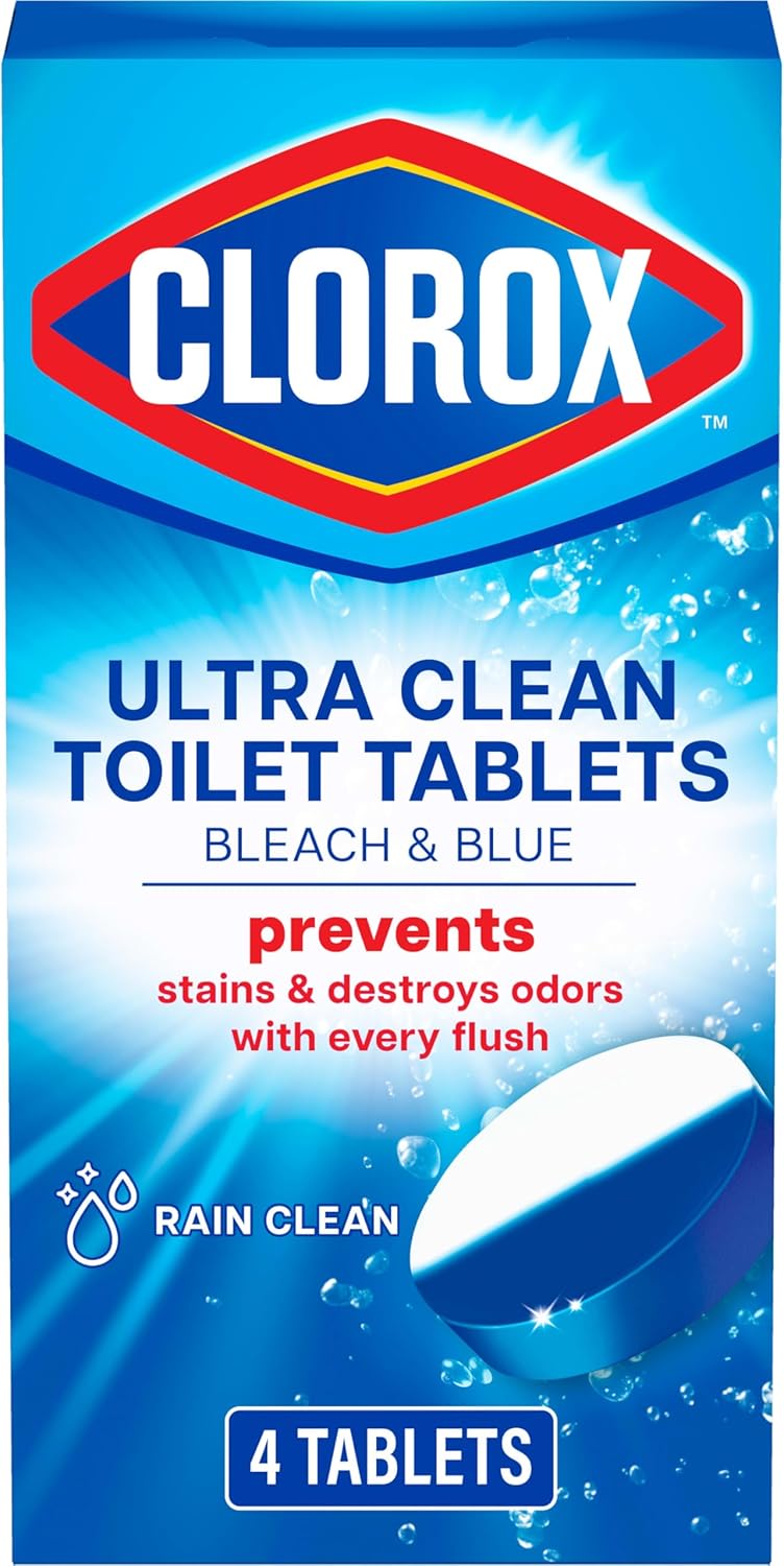 Clorox-Ultra-Clean-Toilet-Tablets-Bleach-&-Blue,-Rain-Clean-Scent,-2.47-Ounces-Each,-4-2065