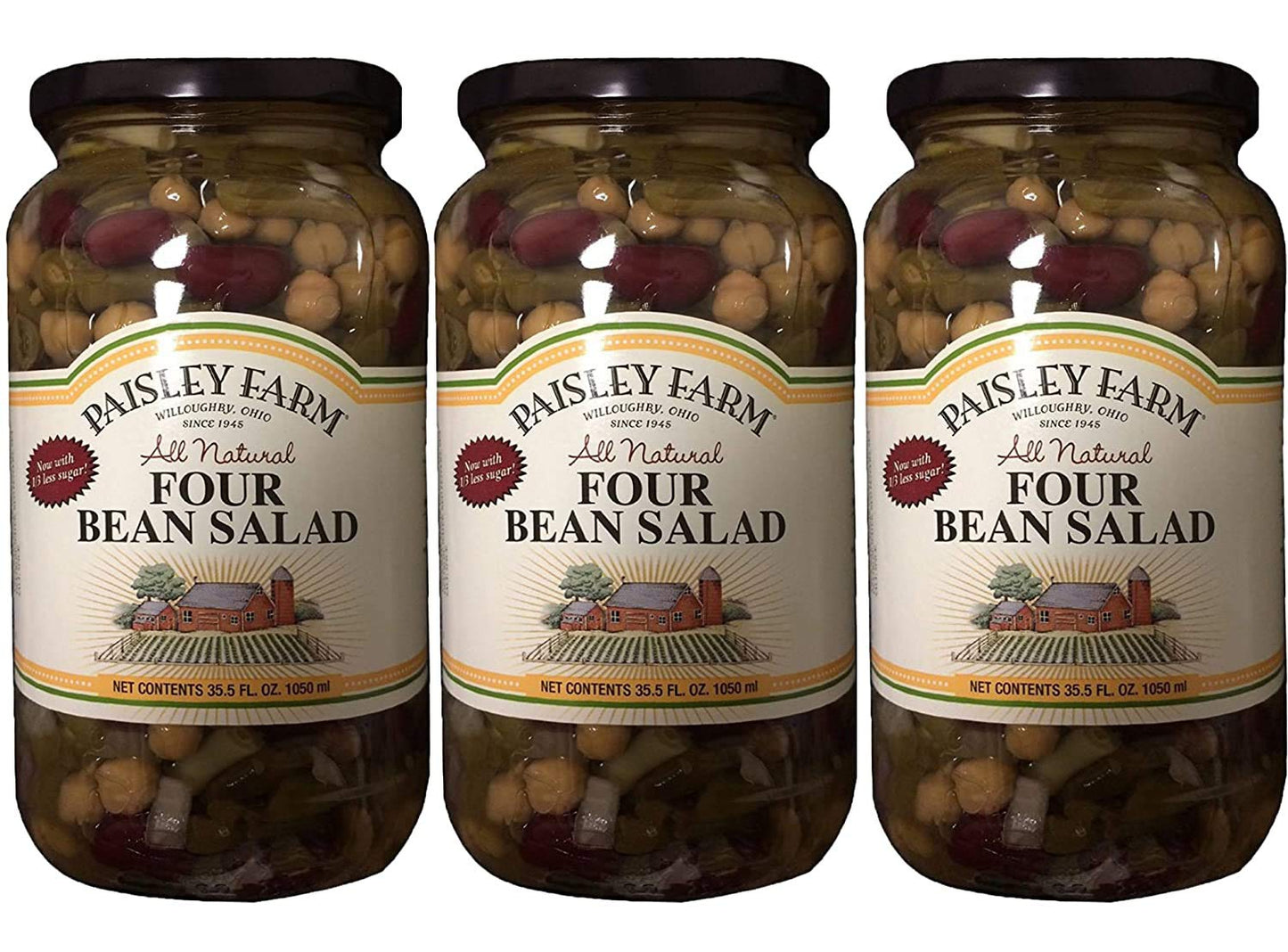 Paisley-Farm-Natural-Four-Bean-Salad,-35.5oz-Glass-Jar-(Pack-of-3,-865