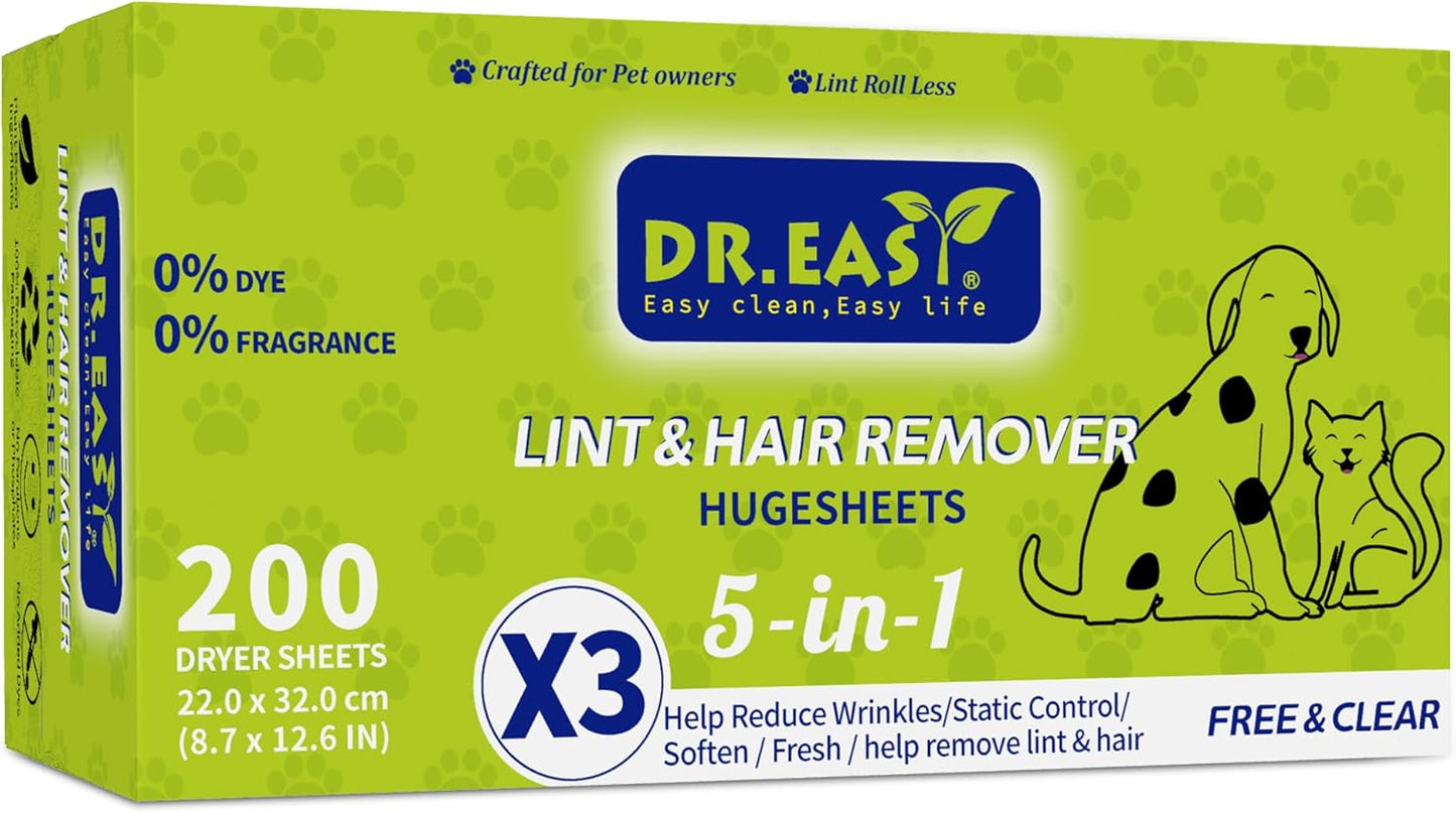 Dr.Easy-LINT-&-HAIR-REMOVER-Pet-HUGESHEETS-with-3X-Dryer-Sheets,-Free-550