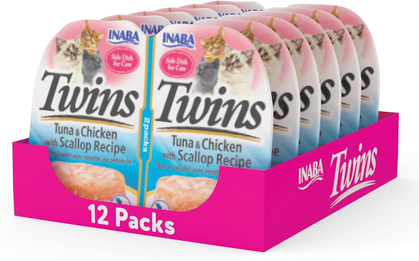 INABA-Twins-for-Cats,-Shredded-Chicken-&-Broth-Gelée-Side-Dish/Topper-Cups-with-Green-450