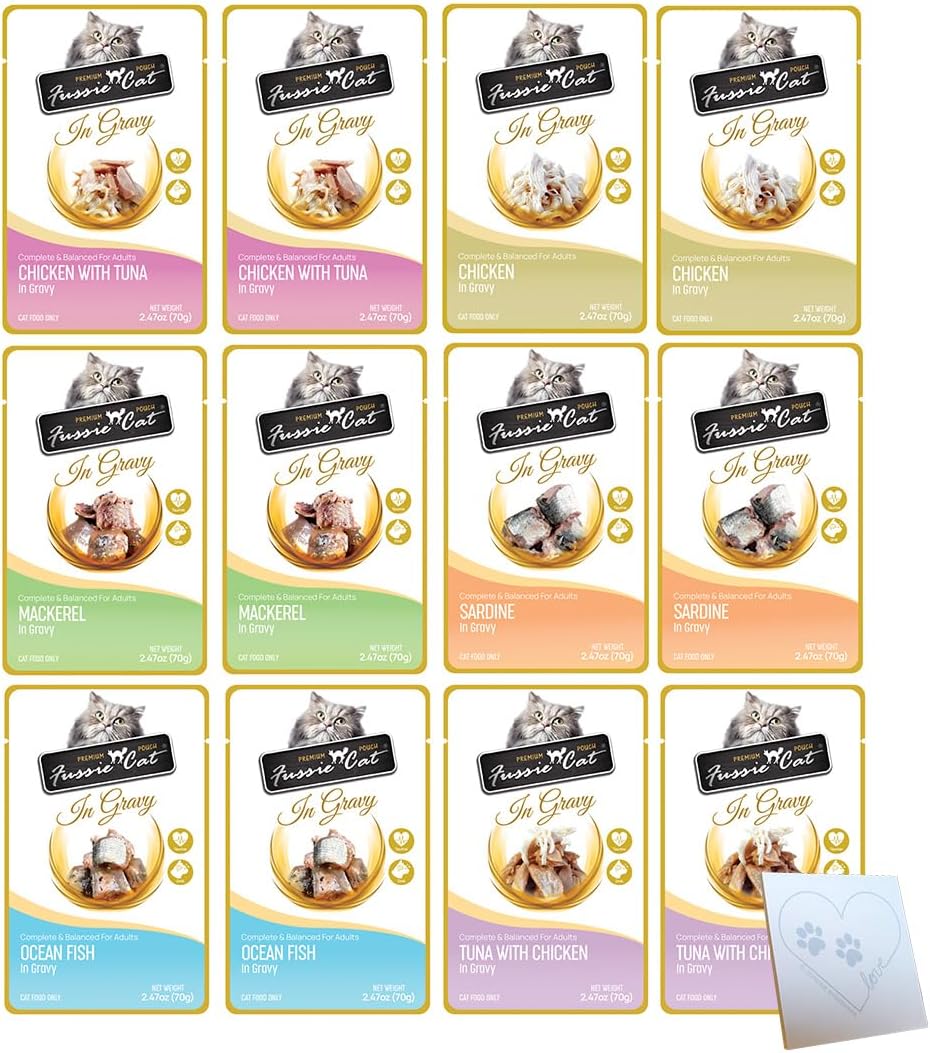 Variety-Pack-for-Fussie-Cat-Premium-Gravy-Pouches:-Six-Total-Flavors:-Chicken-&-Tuna,-225