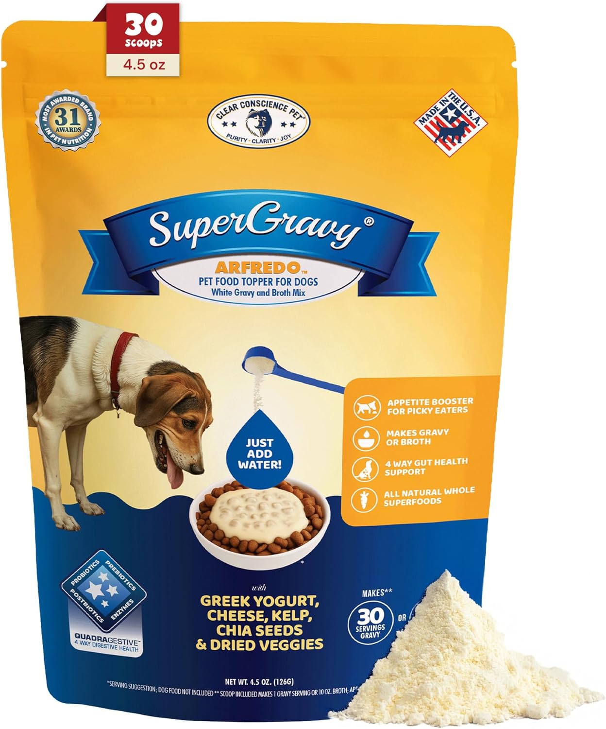 CLEAR-CONSCIENCE-PET®-Arfredo™-SuperGravy®-Natural-Dog-Food-Gravy-Topper,-Hydration-Broth-Mix,-470
