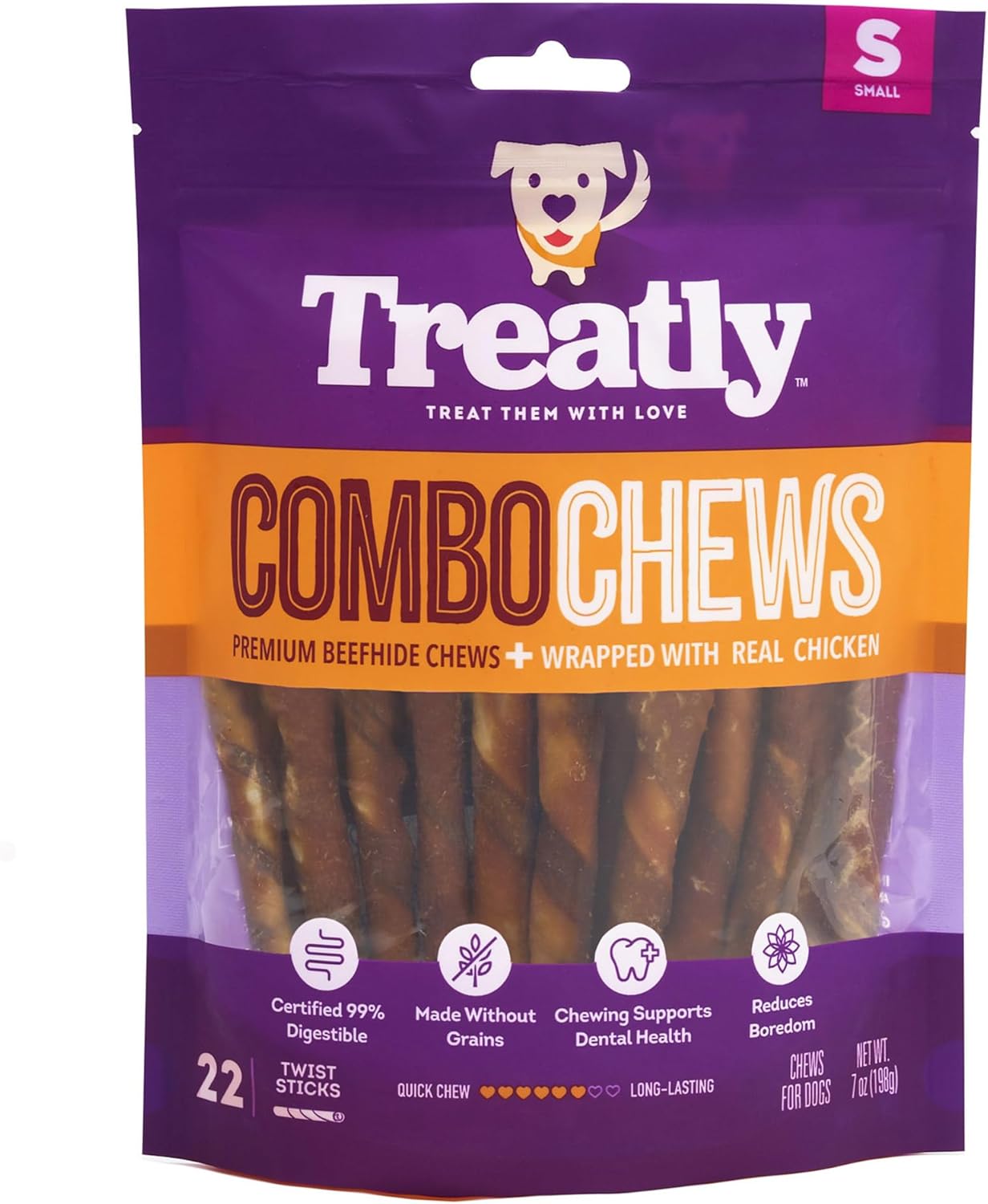 Combo-Chews-Rawhide/Pork-Flavor-Rawhide-Stick-5"-w/Chicken-628