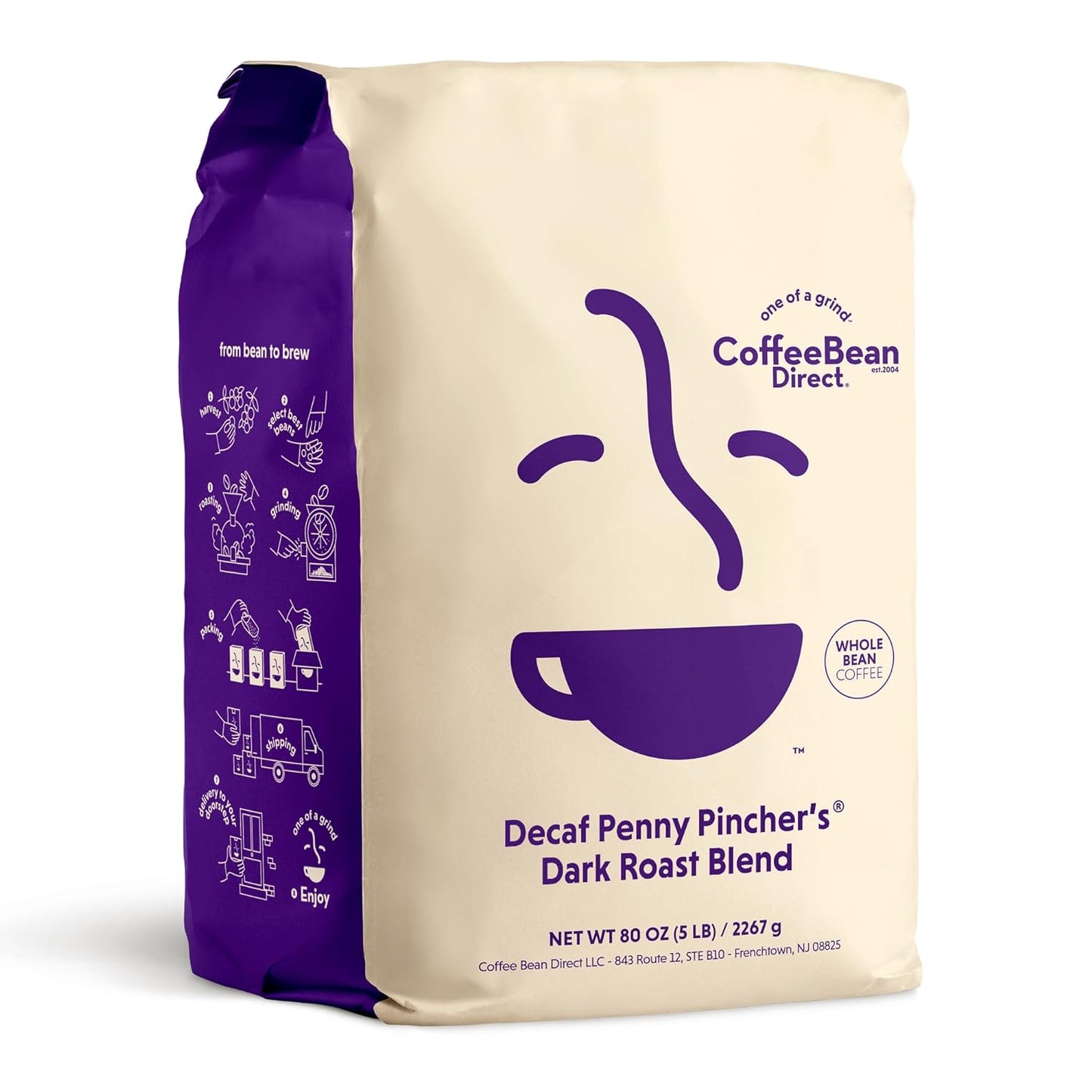 Coffee-Bean-Direct-Descafeinado-Penny-Pincher's-Dark-Roast-Blend,-café-integral,-de2634