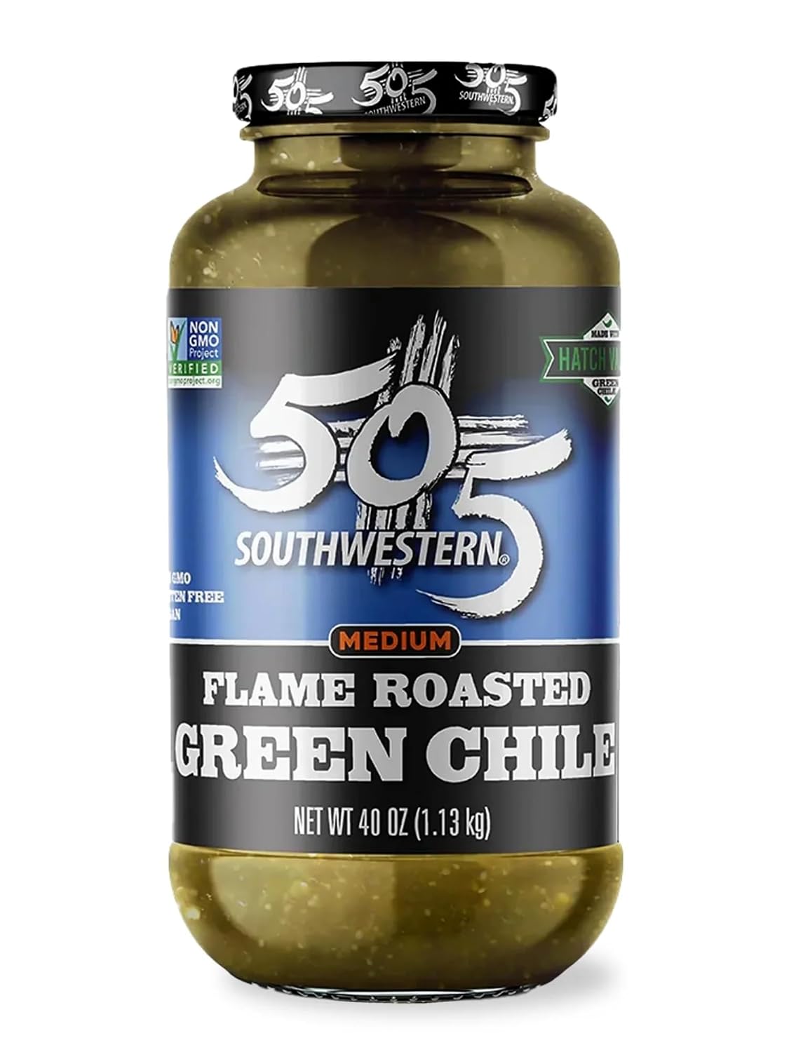 505-Southwestern-Flame-Roasted-Hatch-Valley-Green-Chile,-Medium,-40-oz-Jar-—-532