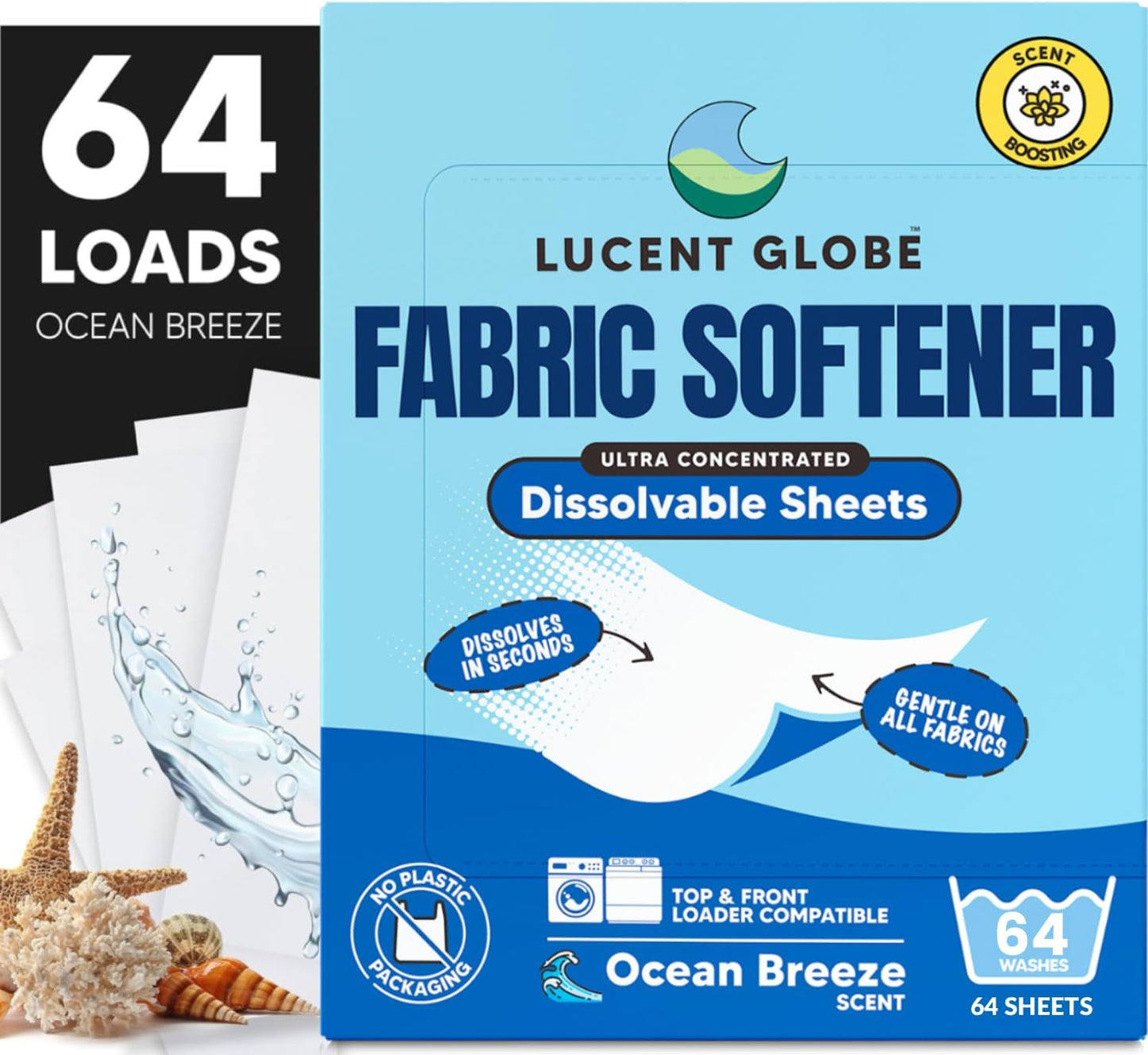 Lucent-Globe-Fabric-Softener-Sheets-for-Washer---Softens-&-Freshens-Laundry,-540
