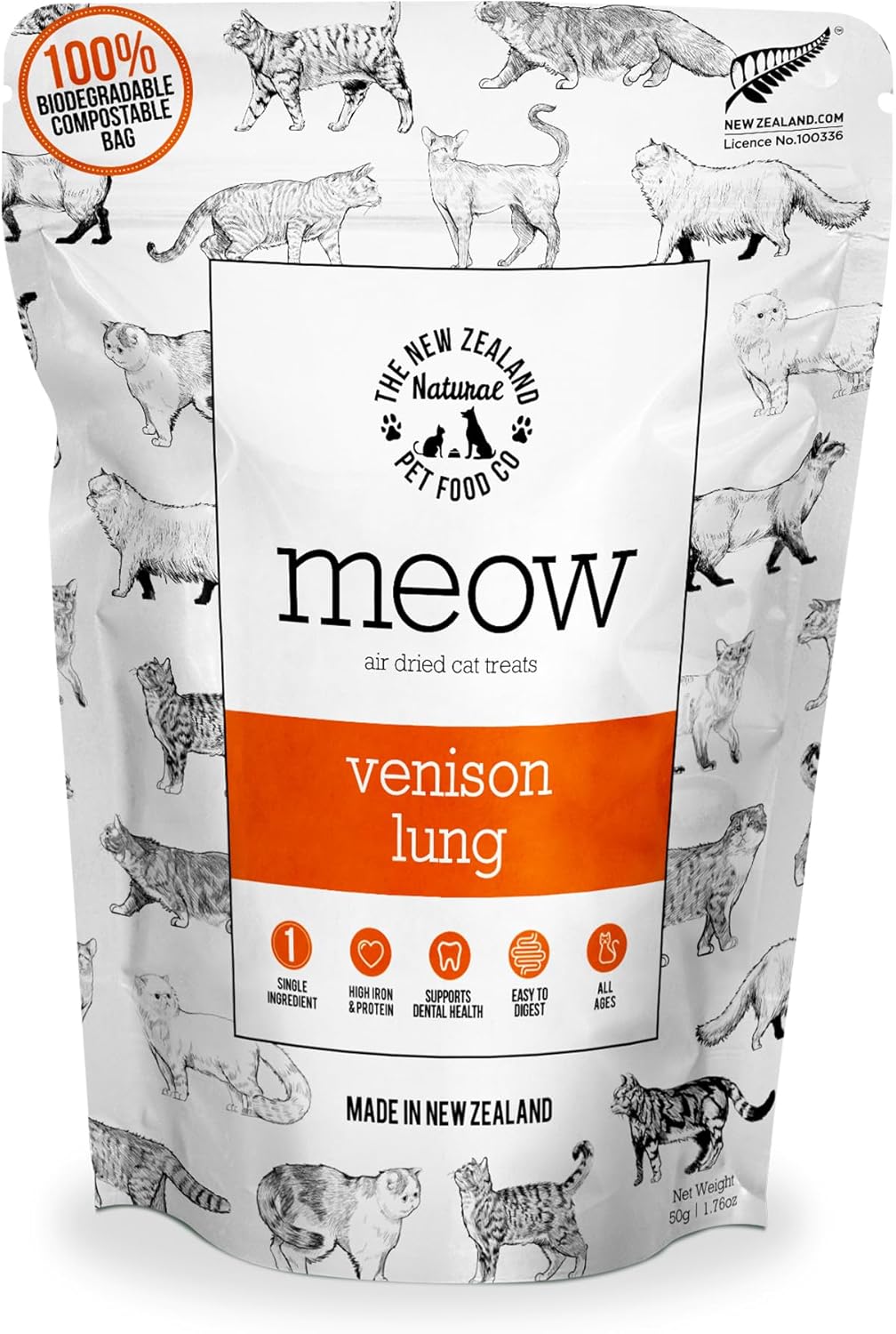 Meow-Air-Dried-Cat-Treats---Venison-Lung,-950