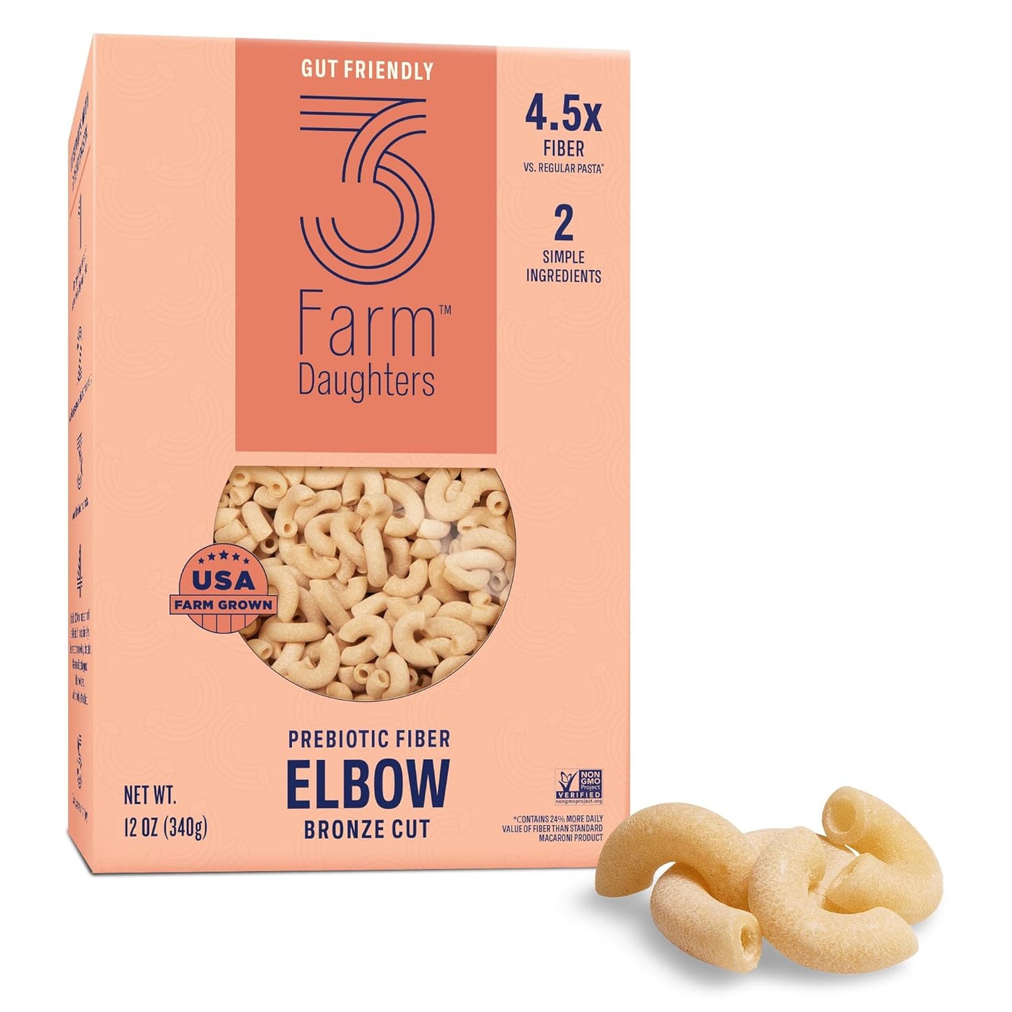 Three-Farm-Daughters-High-Fiber-Elbow-Macaroni-Pasta-Pack,-GI,-568