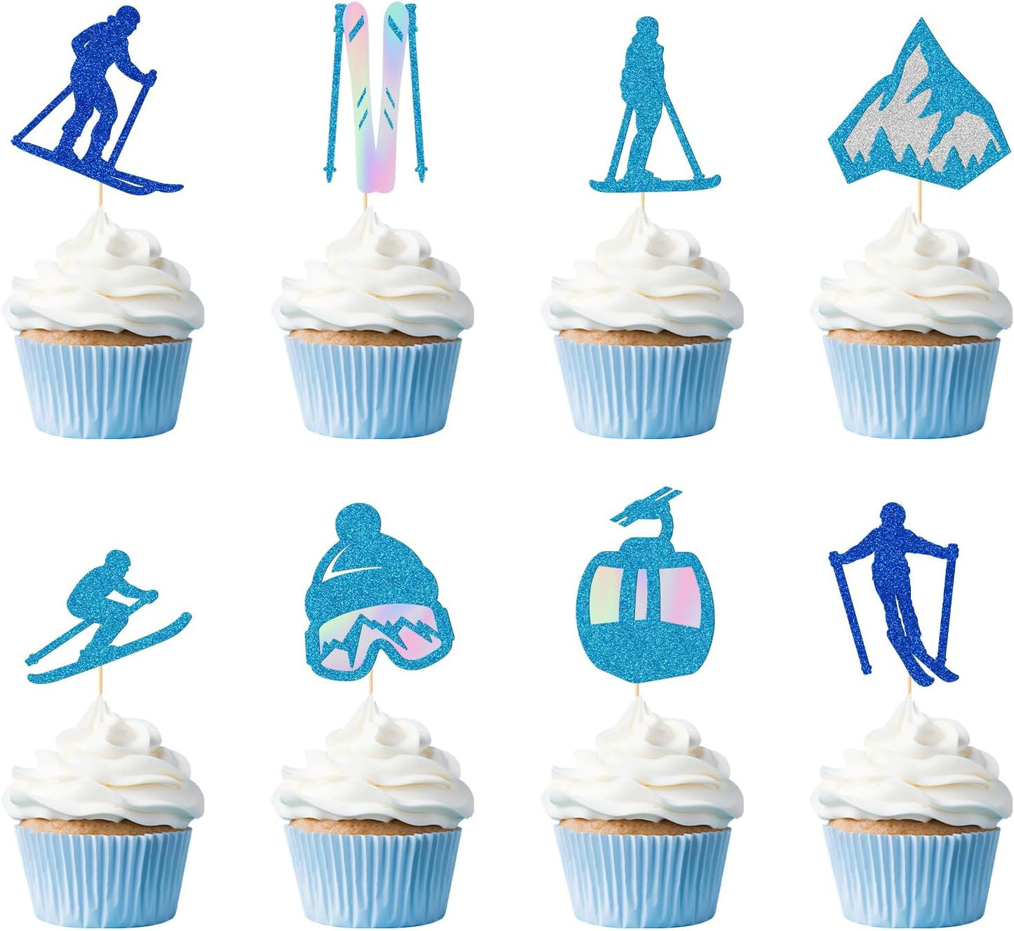 Ski-Cupcake-Toppers,-Ski-Party-Decorations,-Glitter-Skiing-Cupcake-Toppers,-Skier-Birthday-Decor,-Ski-49