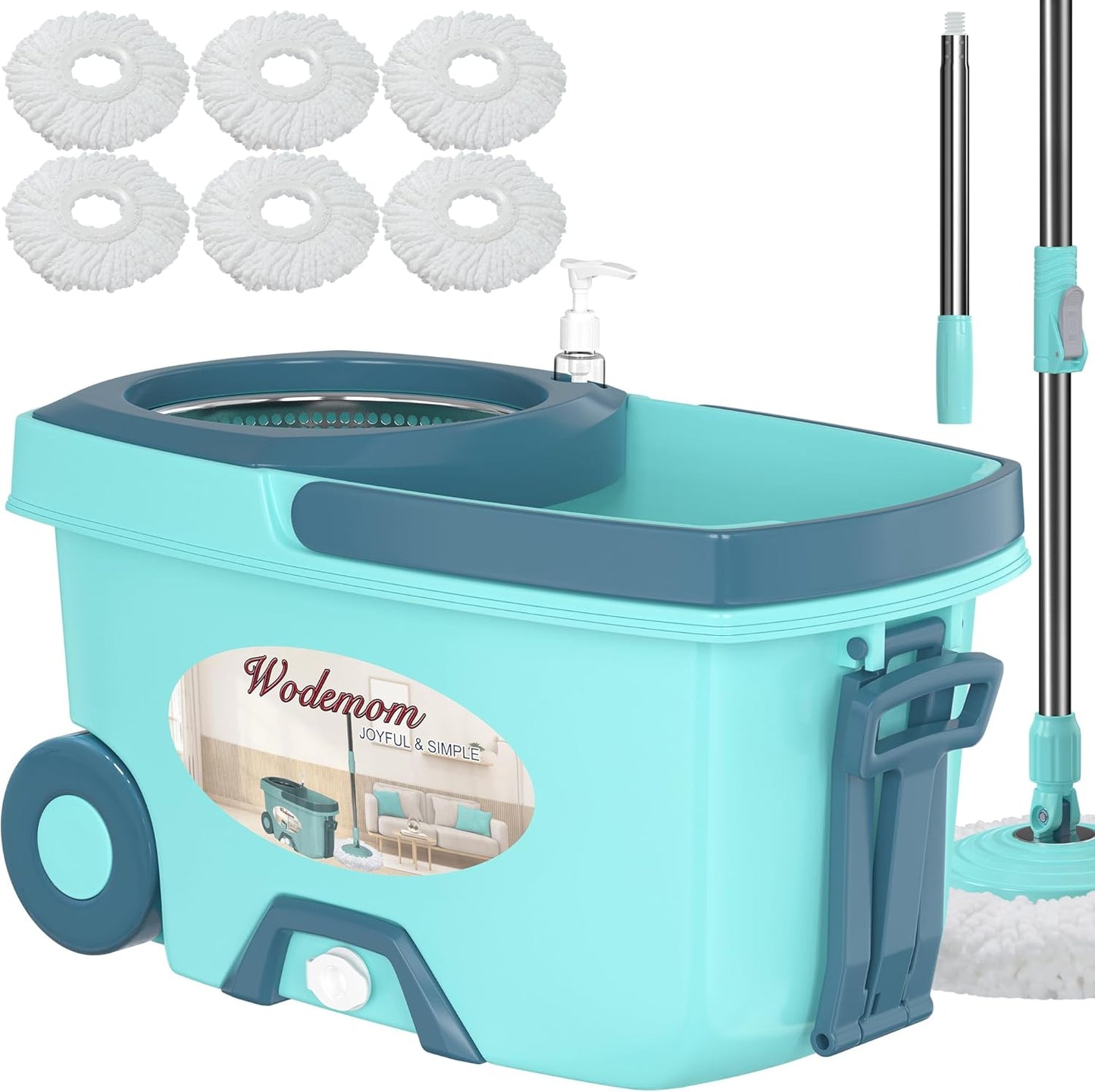 Spin-Mop-and-Bucket-System,-Mop-and-Bucket-with-Wringer-1293