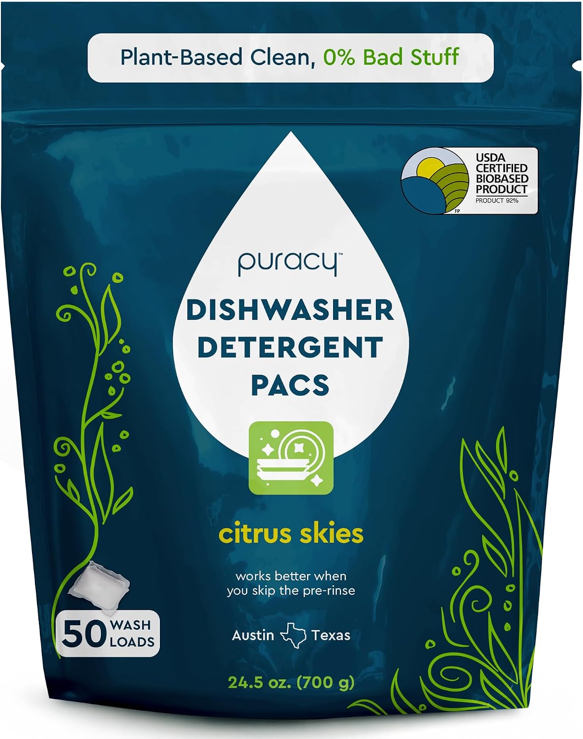 Puracy-Dishwasher-Pods,-Natural-Dishwasher-Detergent,-Citrus-Skies-Dish-tabs---Enzyme-Powered,-53