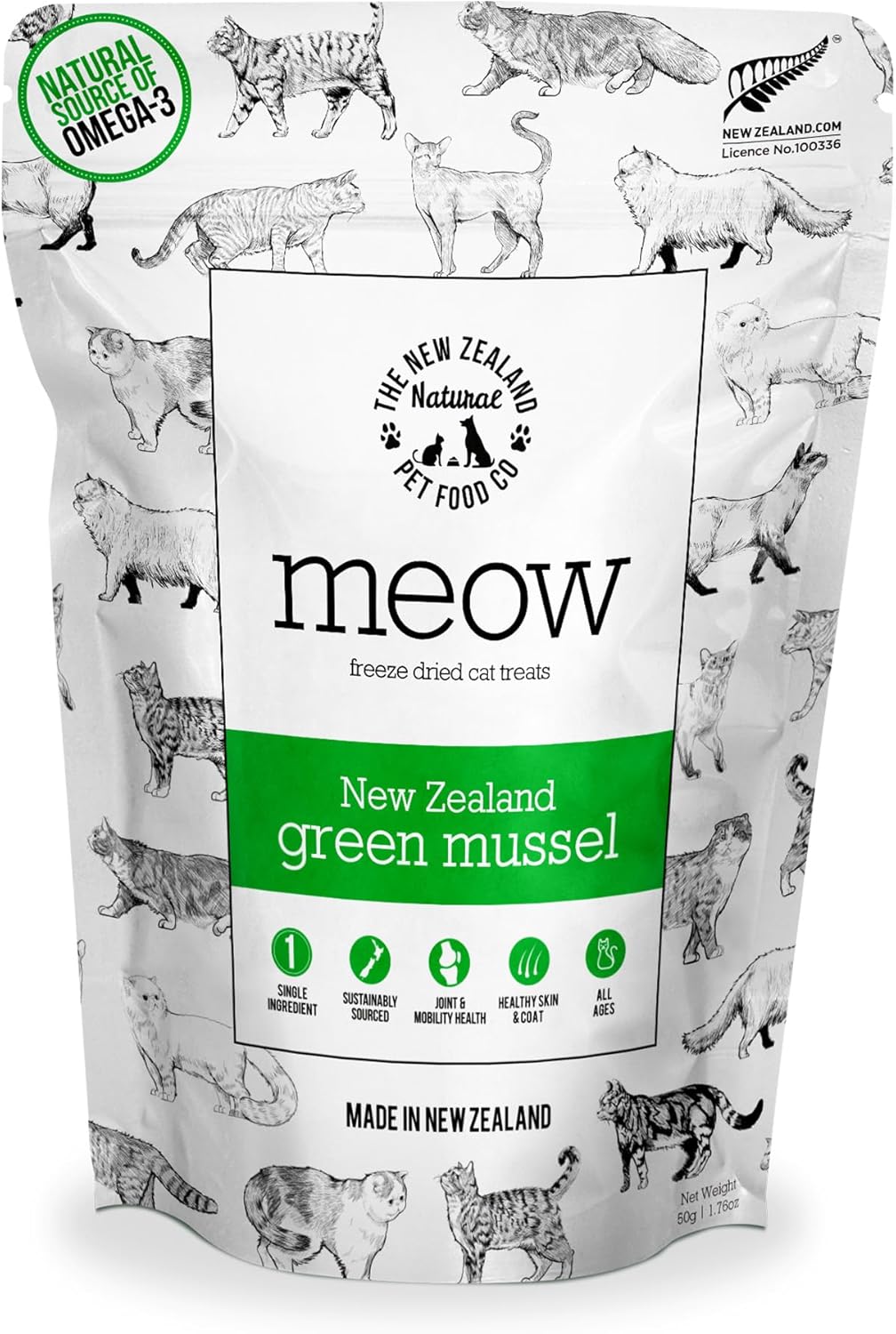 Meow-Freeze-Dried-Cat-Treats---New-Zealand-Mussel,-3