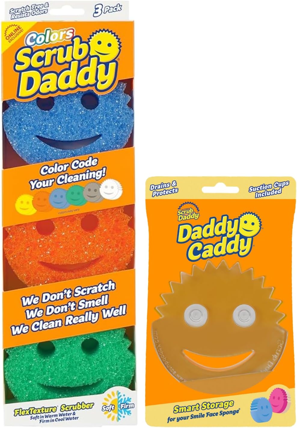 Scrub-Daddy-Colors-3ct-+-Daddy-Caddy---Scratch-Free-Multipurpose-3124