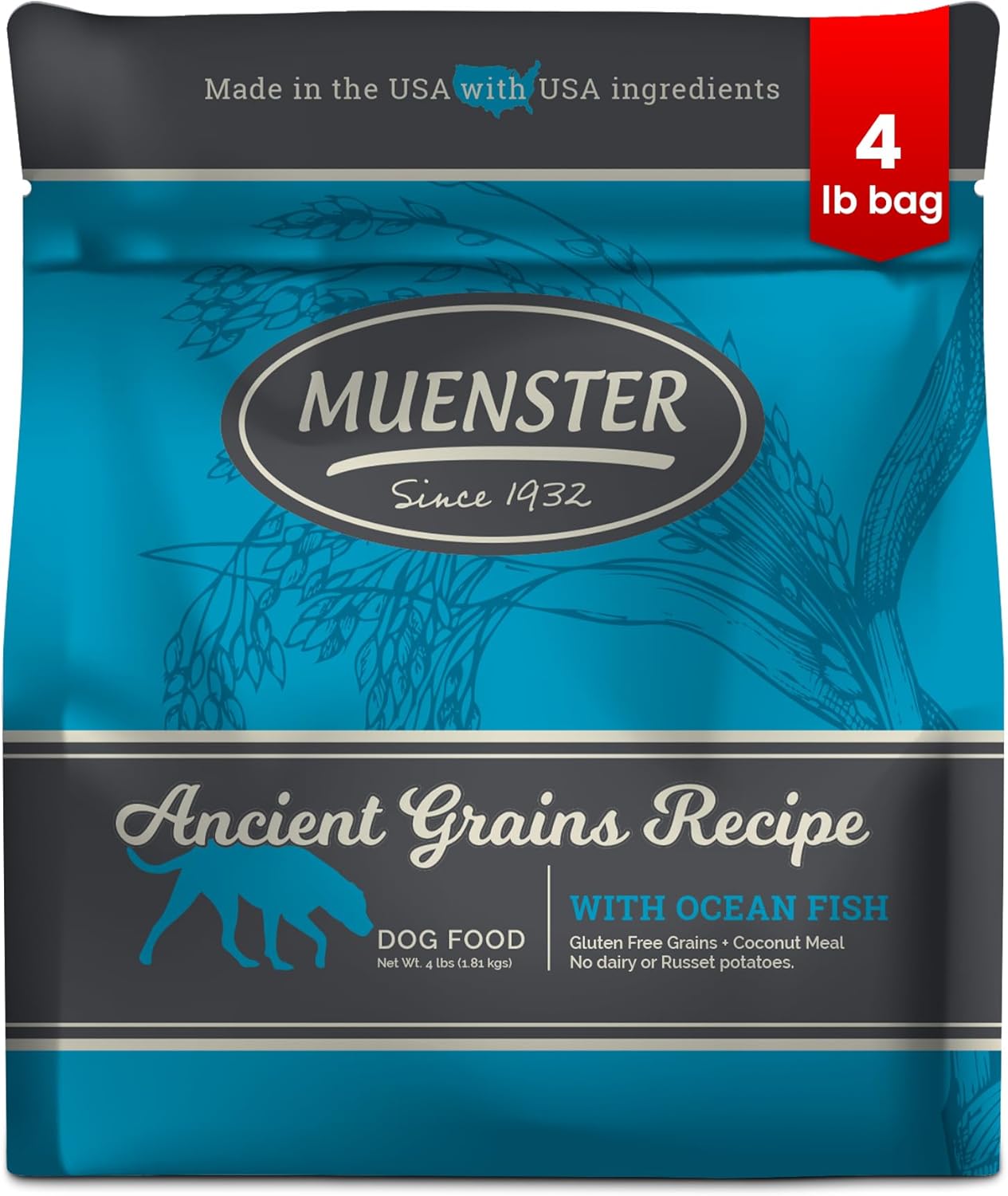 Muenster-Ancient-Grains-Ocean-Fish-Dry-Dog-Food,-4lb---Gluten-Free,-High-Protein,-1031