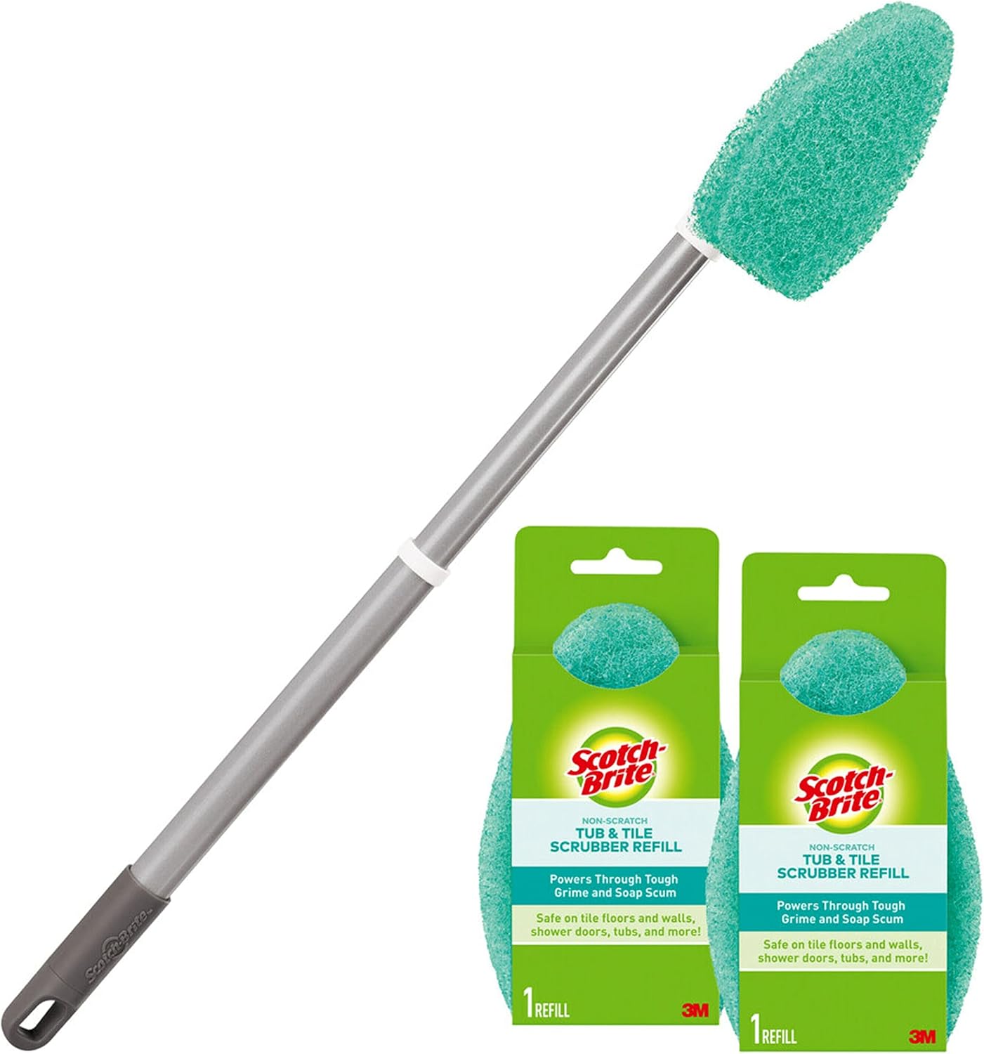 Scotch-Brite-Extendable-Tub-&-Tile-Scrubber-Kit,-Includes-1-Handle-and-3-Non-Scratch-Scrubber-Pads-1895