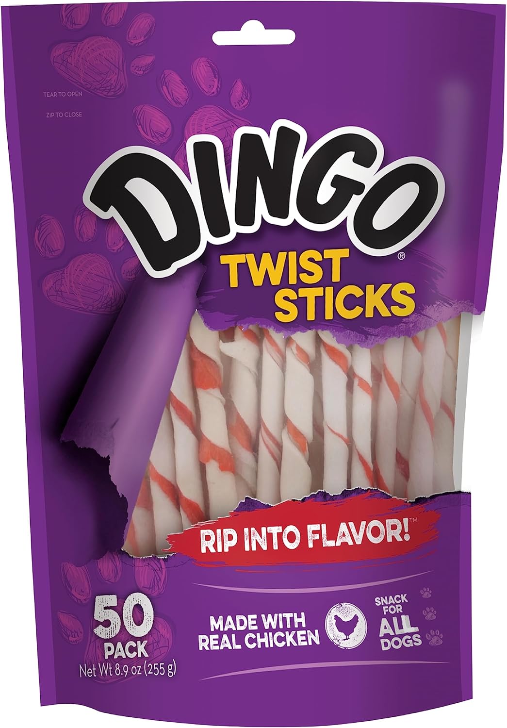 Dingo-Twist-Sticks-Rawhide-for-Dogs,-Made-with-Real-Chicken,-50--2746