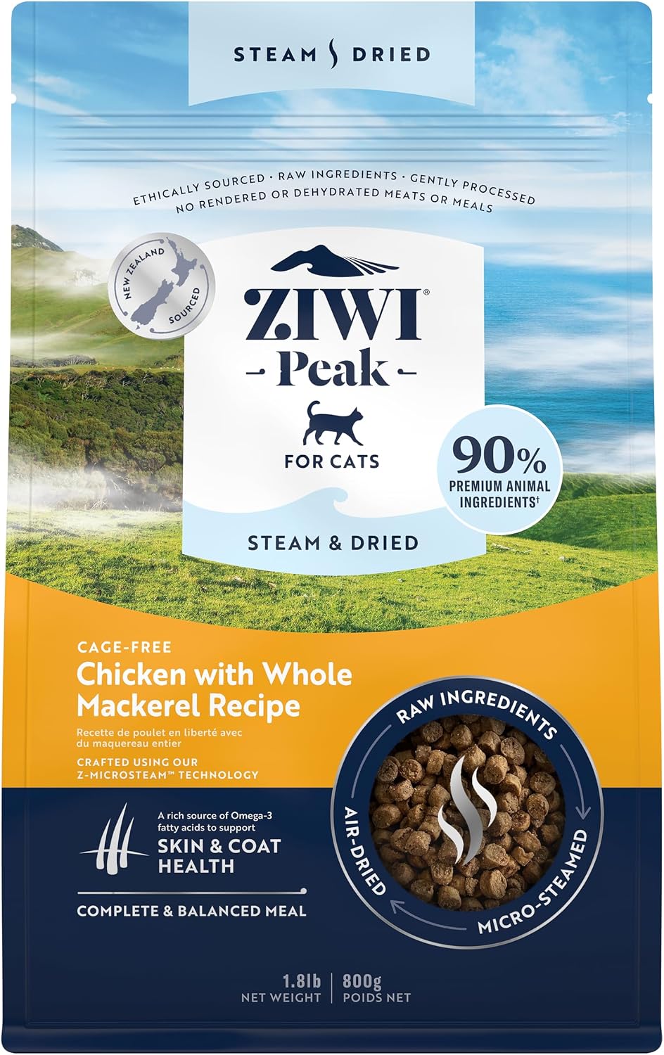 ZIWI-Peak-Steam-&-Dried-Cat-Food-–-Cage-Free-Chicken-w/Whole-Mackerel---1672