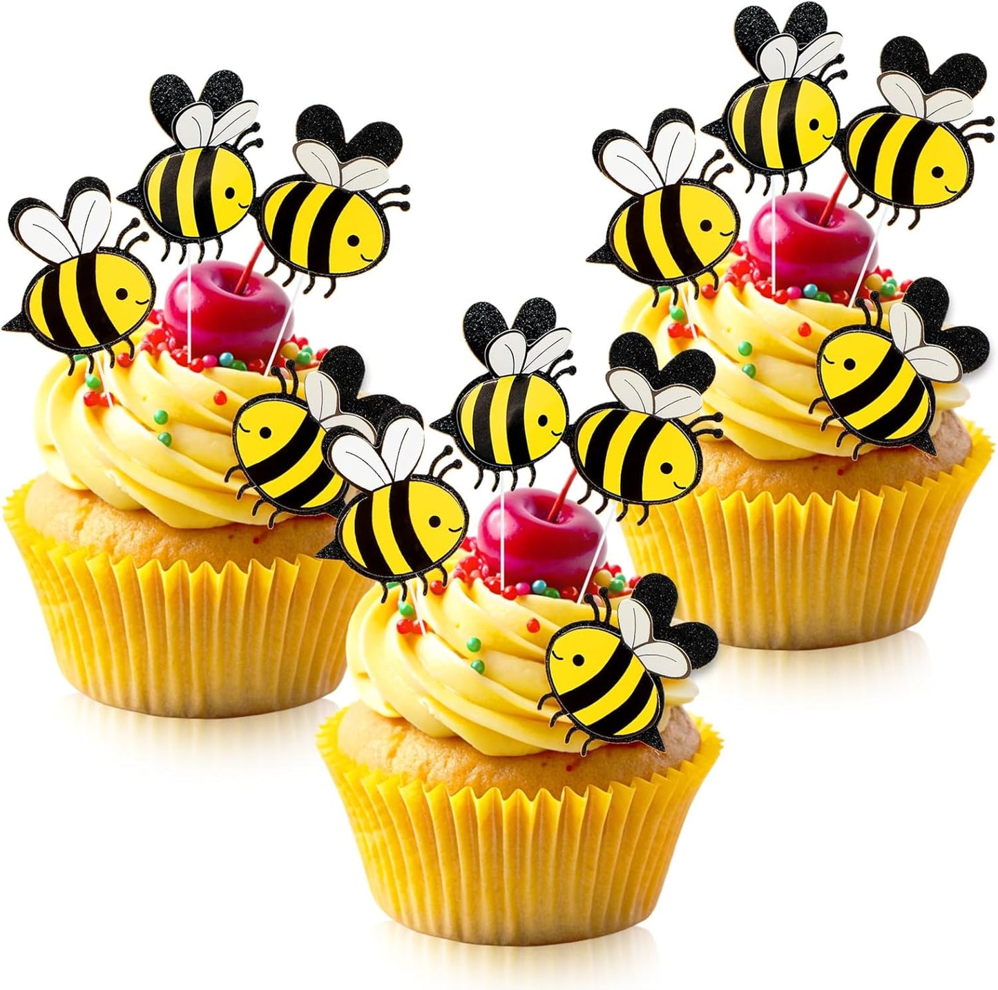 AHQiZFX-30-Pieces-Bee-Cake-Toppers,-Double-130