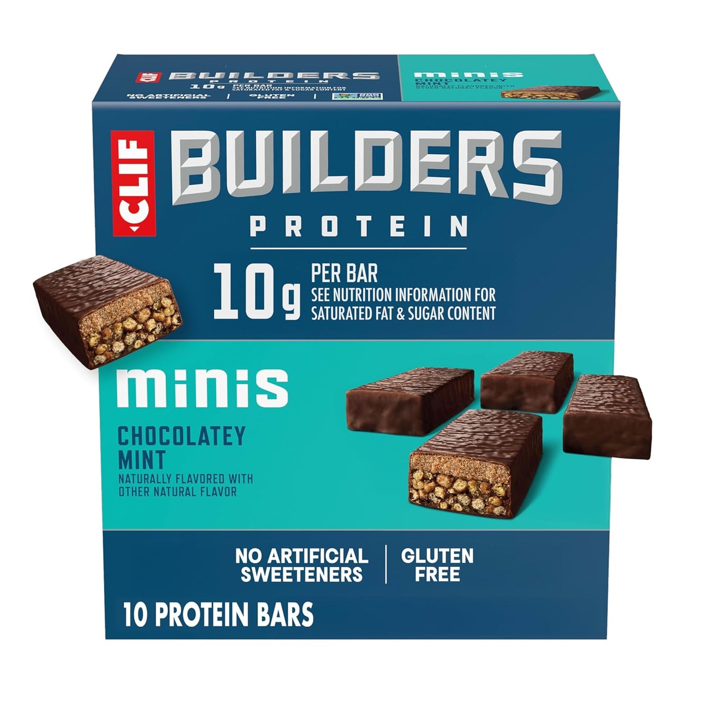 CLIF-BUILDERS-Minis-Protein-Bars,-Chocolatey-Mint,-10ct-|-10g-Plant--Based-Protein,-No-Sweeteners,-306