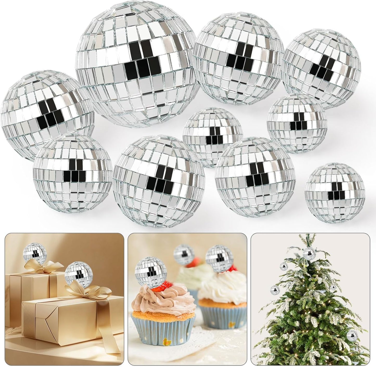 10PCS-Disco-Ball-Cake-Topper,-1970s-Disco-3807