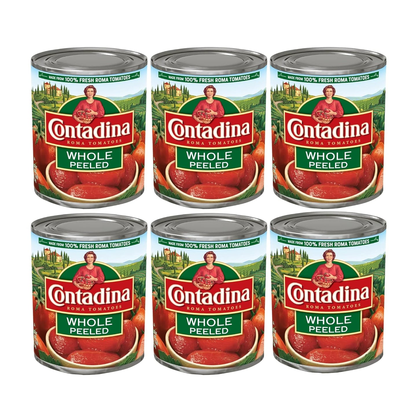Contadina-Tomates-pelados-enteros,-paquete-de-6,-lata-de-876