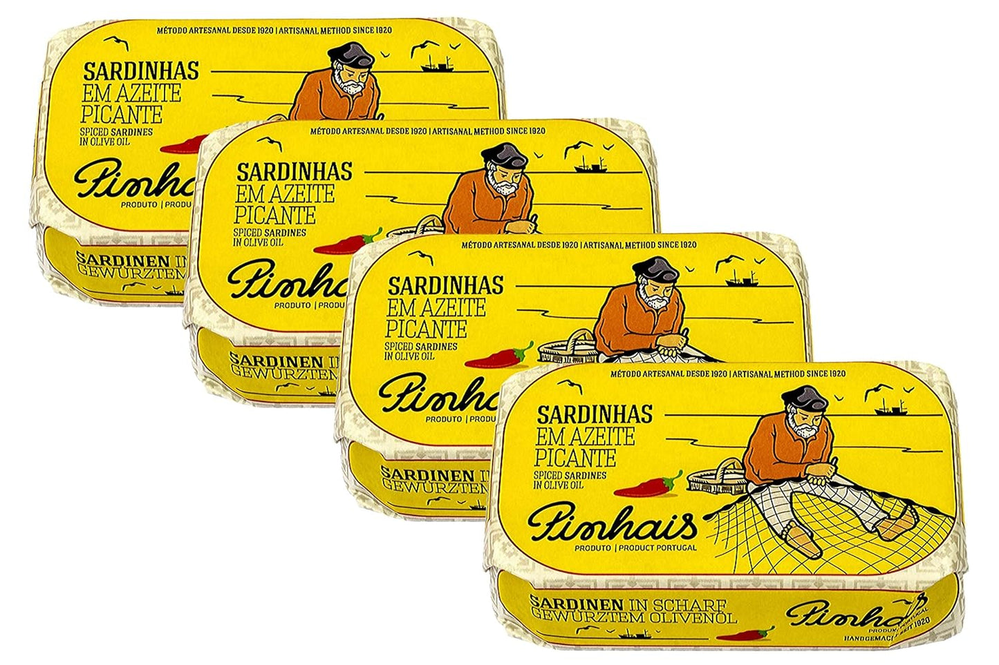 Pinhais-Spiced-Canned-Sardines-in-Virgin-Olive-Oil,-4.4oz-(Pack-of-4)---222