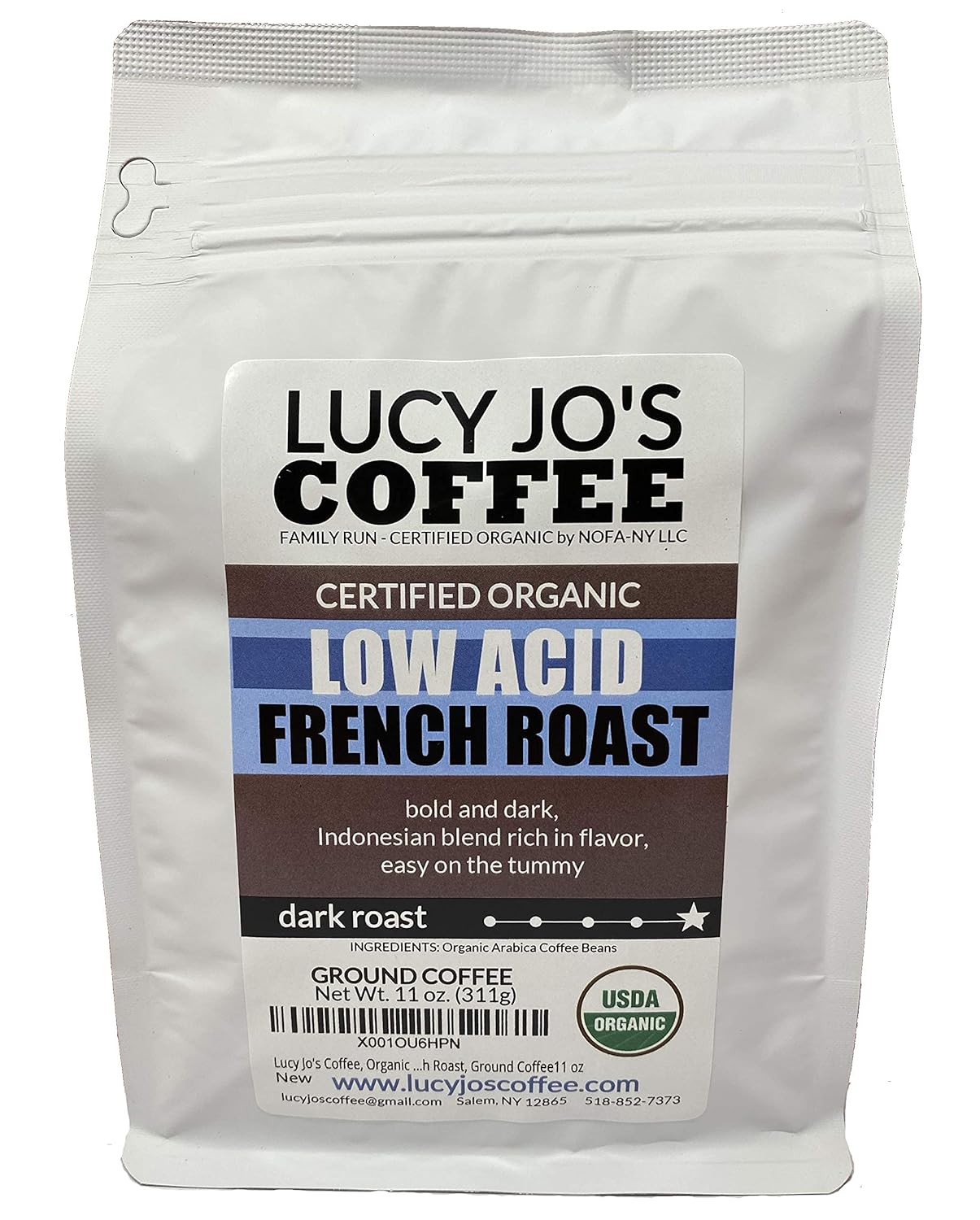 Lucy-Jo's-Coffee,-Organic-Low-Acid-French-Roast,-Ground-Coffee-11-oz---1976