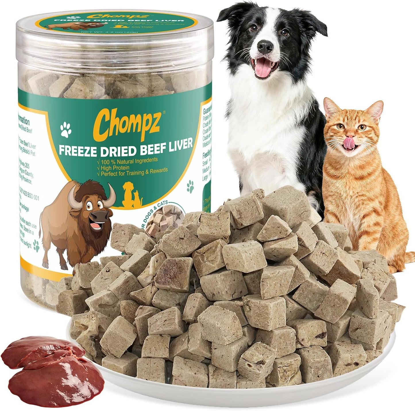Chompz-120g-Freeze-Dried-Beef-Liver-Dogs-Treats,-Cat-Liver-Treats,-Healthy-Pet-Training-6