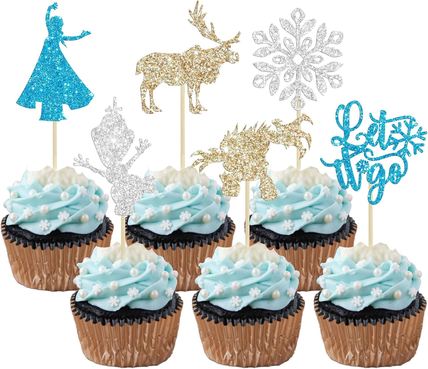 24Pcs-Snowflake-Cupcake-Toppers-Glitter-Winter-Frozen-3272
