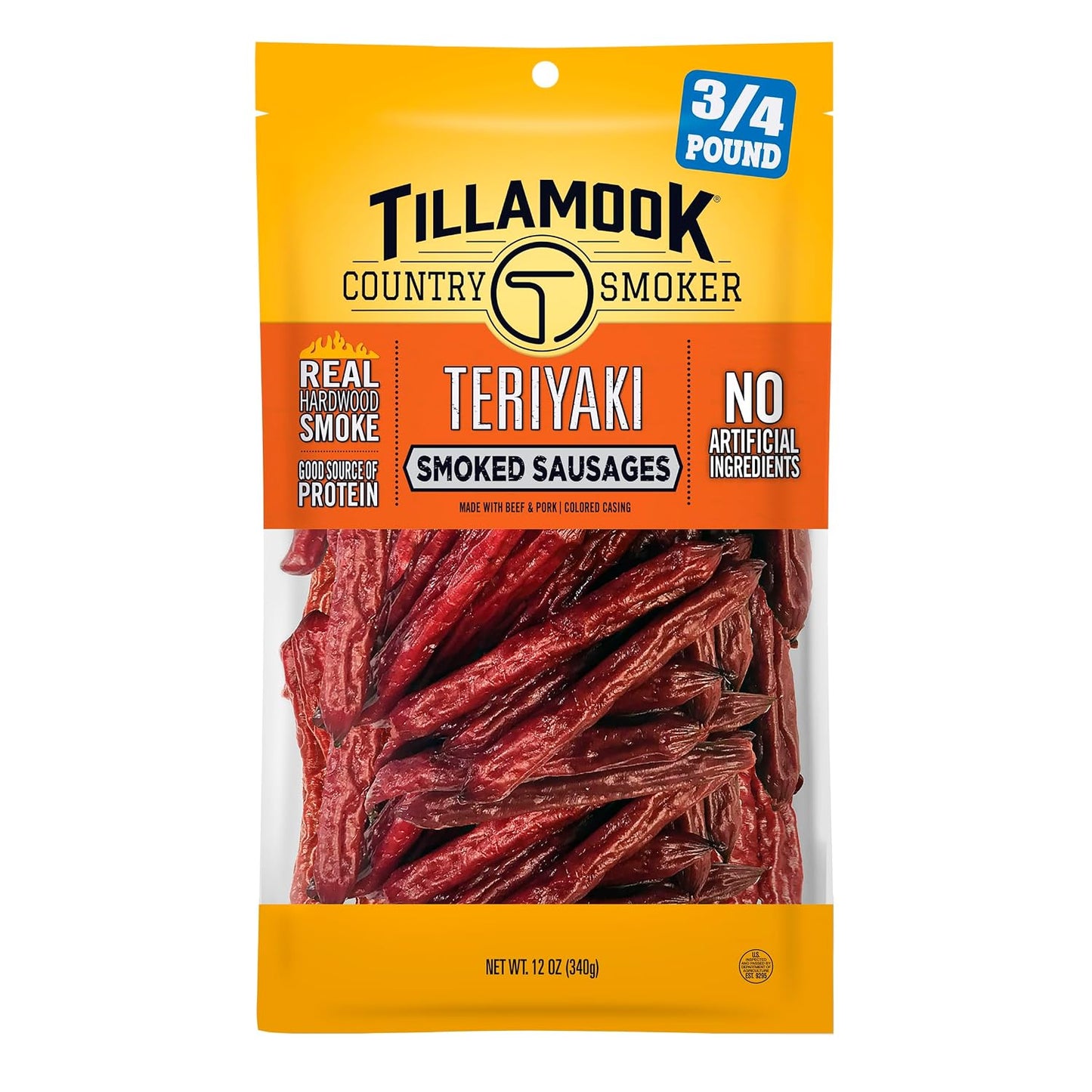 Tillamook-Country-Smoker-Teriyaki-Smoked-Sausages,-12-oz,-17-Ct,-9g--Protein-Per-Serving,-with-476