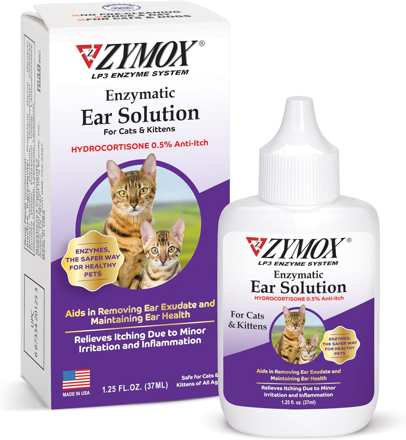 Zymox-Enzymatic-Ear-Solution-with-0.005-Hydrocortisone-for-Cats-&-Kittens,-1.25-oz.-1398