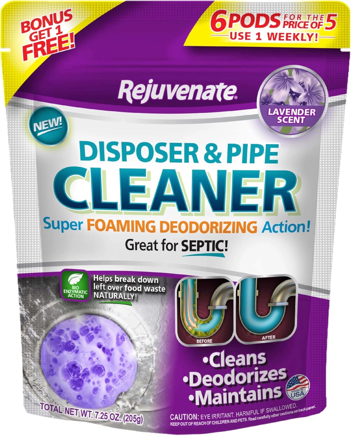Rejuvenate-Disposal-Cleaner,-6-Pods,-Lavender-Scented-Disposal-and-Pipe-Cleaner-Pods-with-Bio-Enzymatic-Formula-Help-1579
