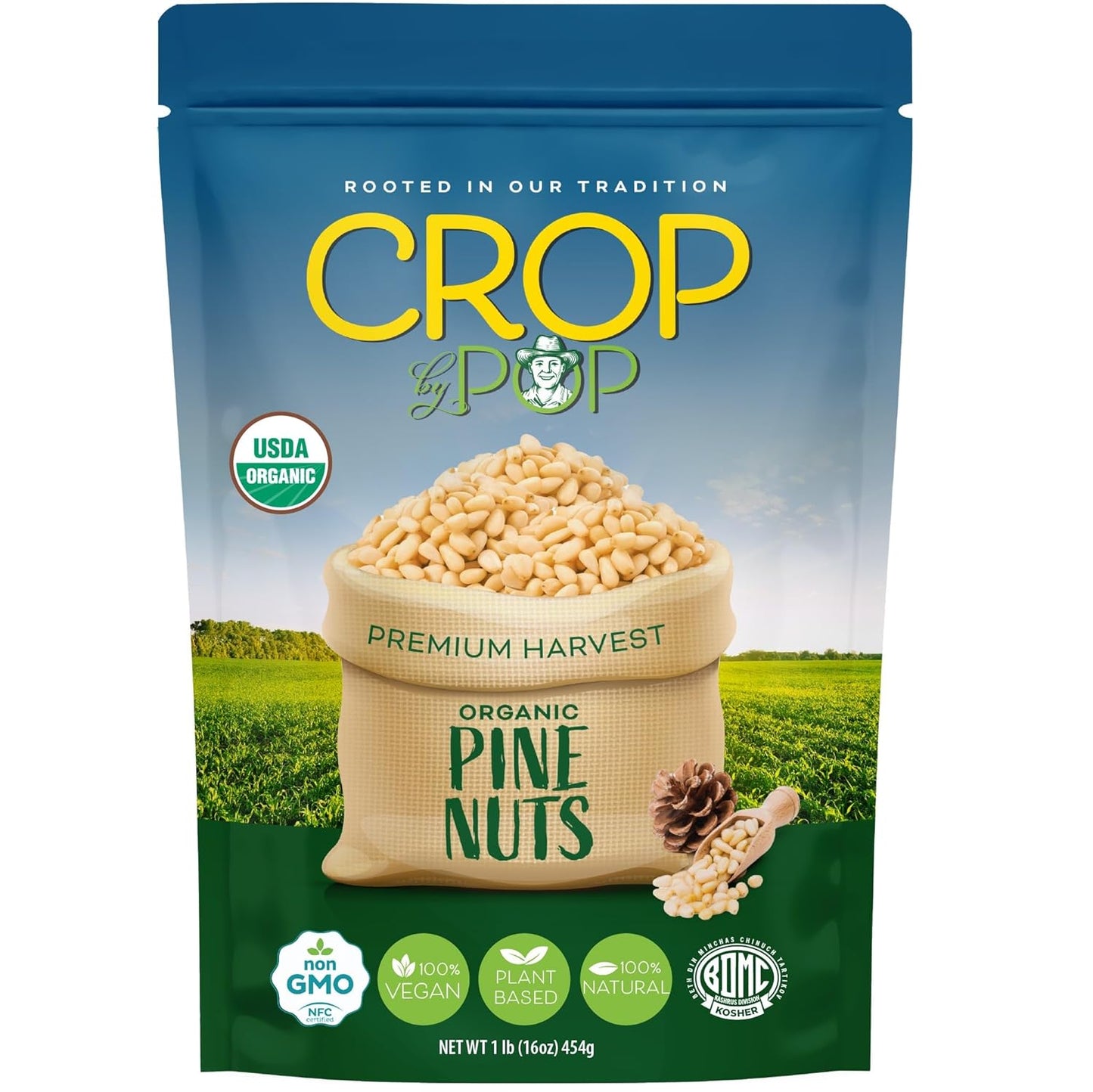 CROP-BY-POP---Organic-Raw-Pine-Nuts-Pignolias,-Unsalted,-Shelled,-(16oz-1-Packed-810