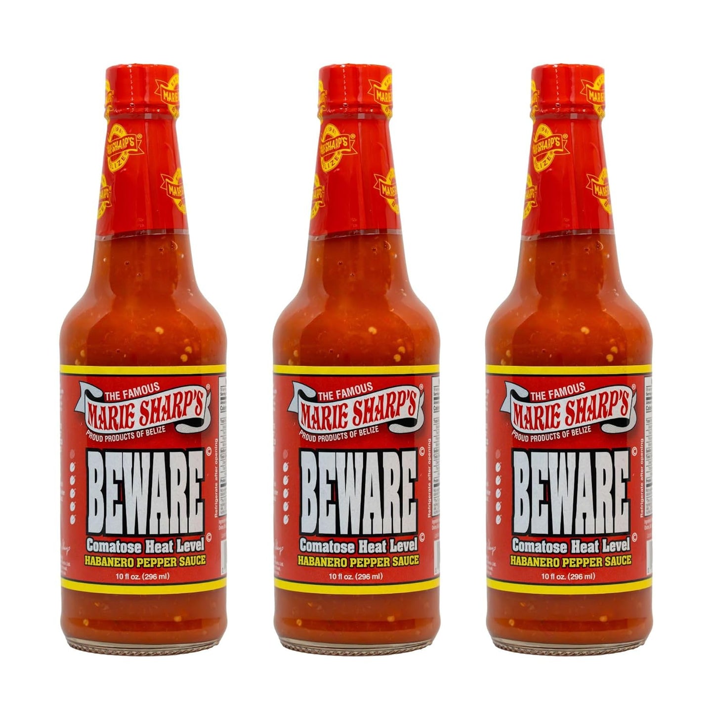 Marie-Sharp’s-BEWARE-Comatose-Heat-Level-Habanero-Pepper-Sauce,-10-oz-|-502