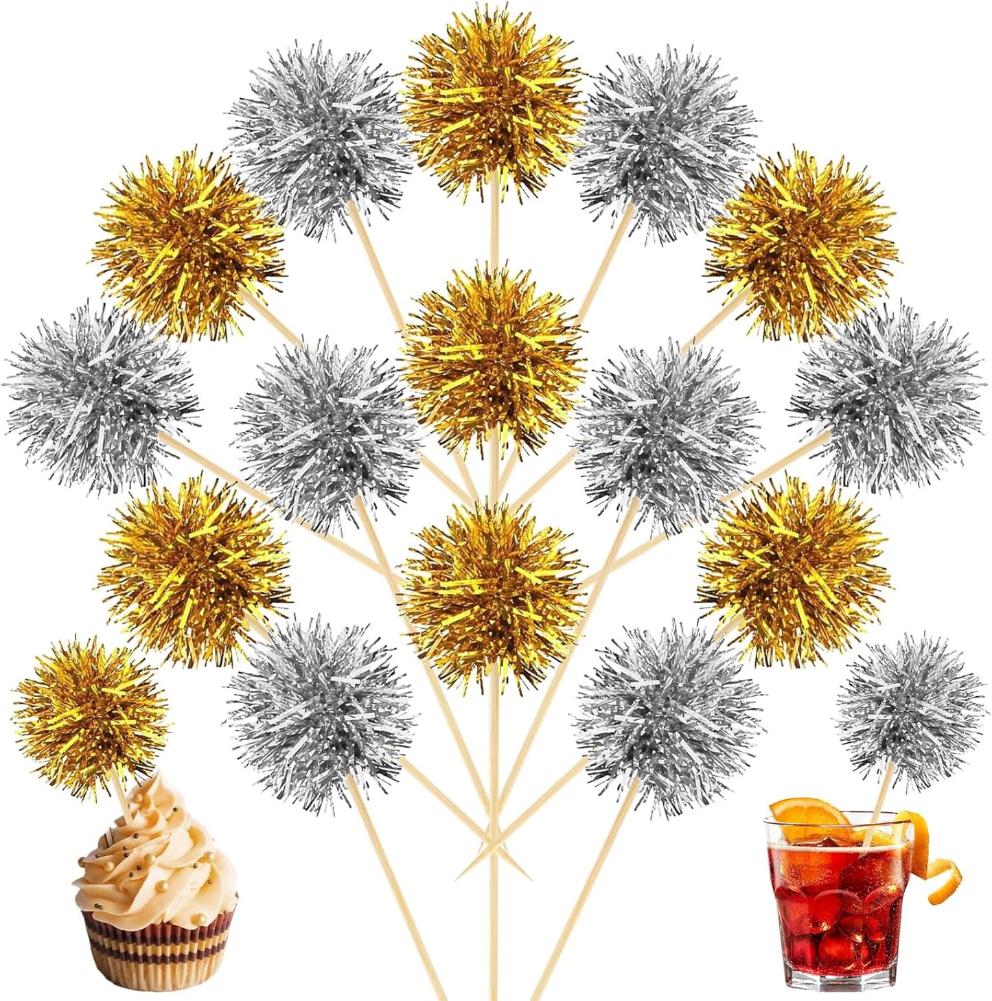 MEMOVAN-Foil-Firework-Cupcake-Toppers-100PCS-Sparkle-Tinsel-Cake-Toppers-Tinsel-Drink-Gold-Cake-432