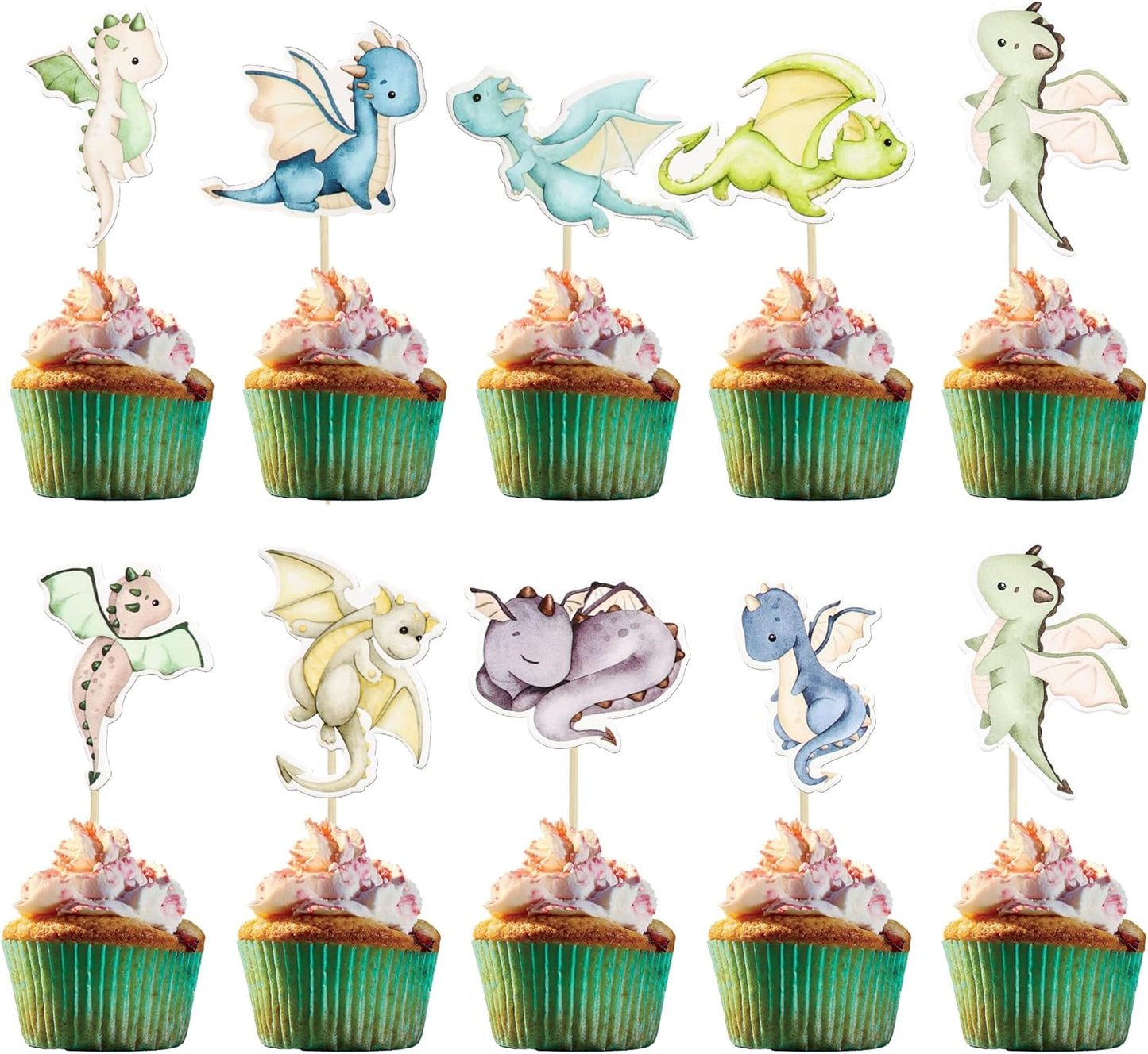 Ephlyn-36Pcs-Dragon-Party-Cupcake-Toppers-Dragon-3594
