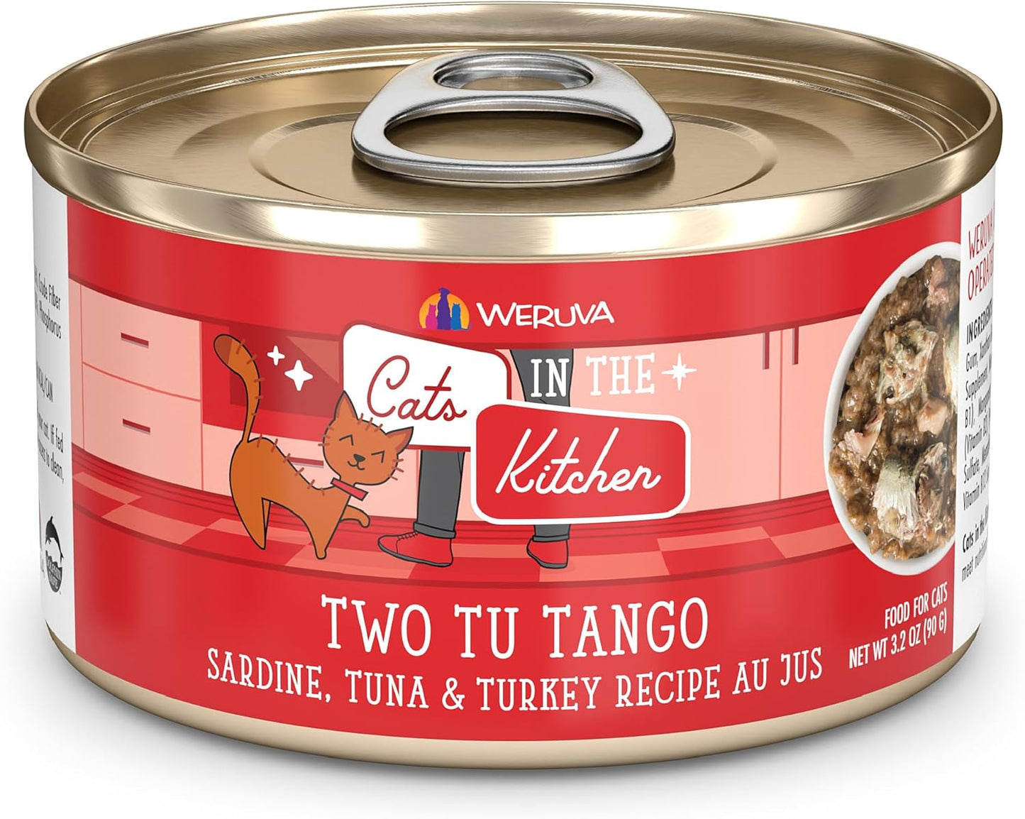 Weruva-Cats-in-The-Kitchen,-Two-Tu-Tango-with-Sardine,-Tuna-Turkey-Jus-Food,550