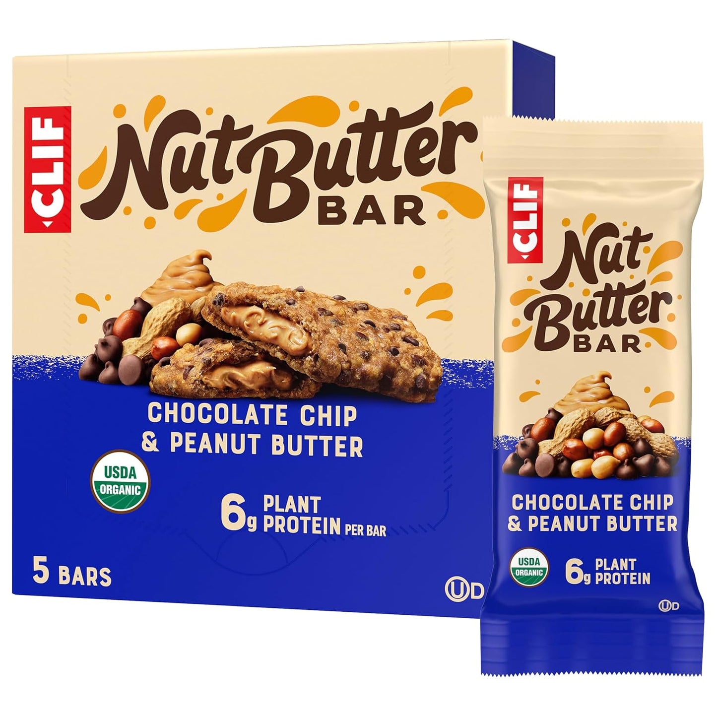 CLIF-Nut-Butter-Bar-Energy-Snack-Bars,-Chocolate-Chip-&-Peanut--Butter,-5ct-|-Organic,-1397