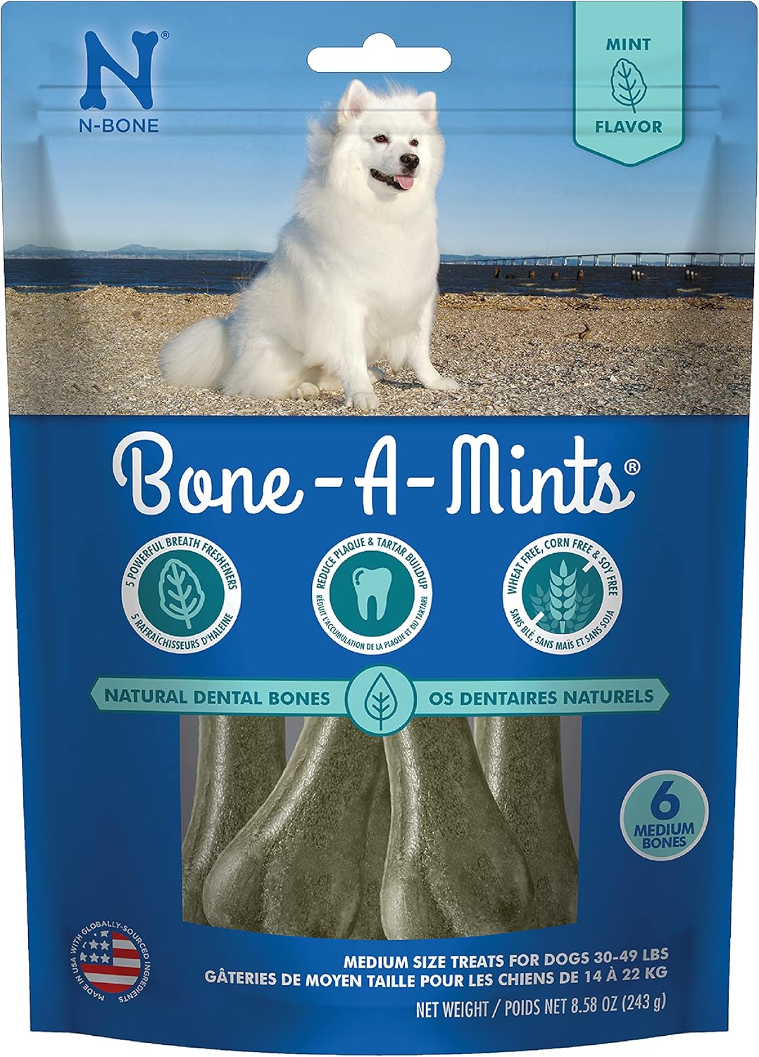 Bone-A-Mints-All-Natural,-Wheat-Free-Breath-Freshening-Bone,-8.58-Ounce,-Medium,-6-Pack-----292