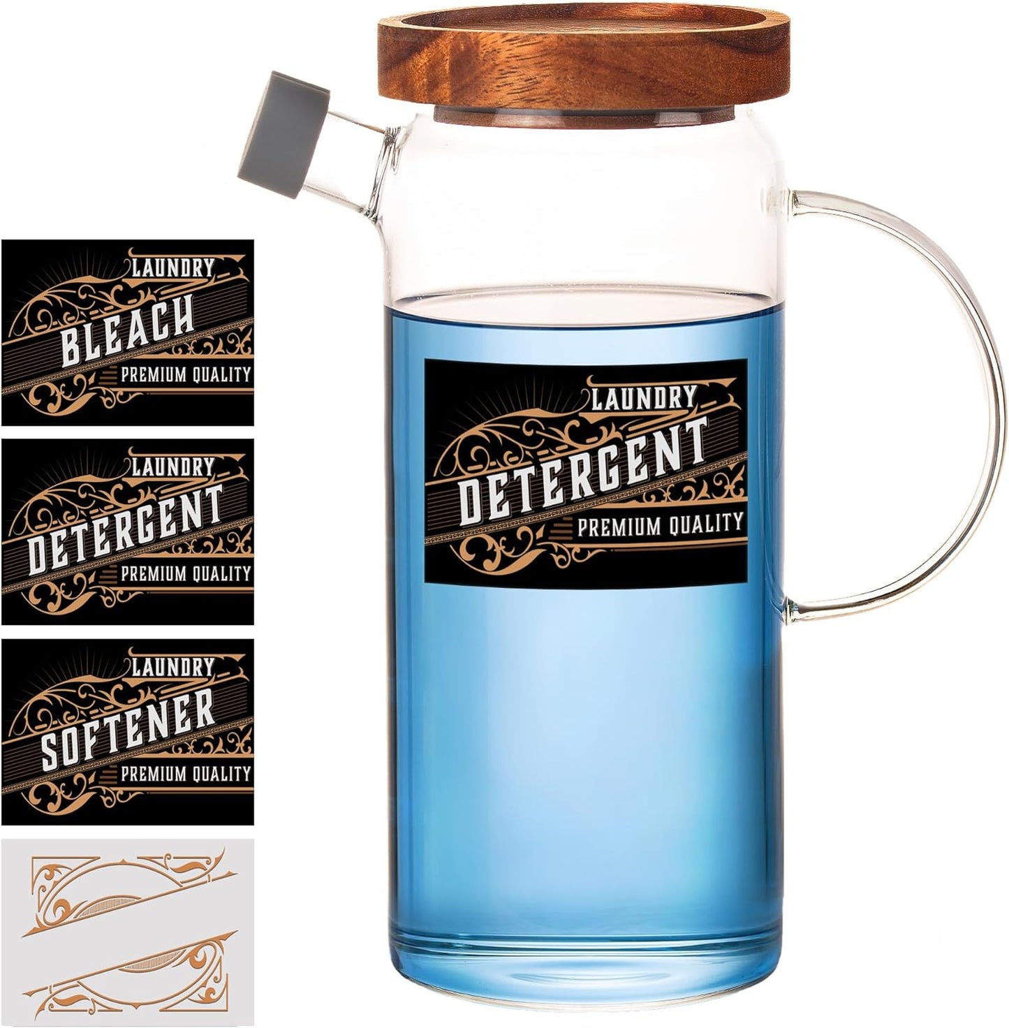 32oz-Stylish-Glass-Laundry-Detergent-Dispenser-w/Bamboo-Top:-Perfect-for-2673