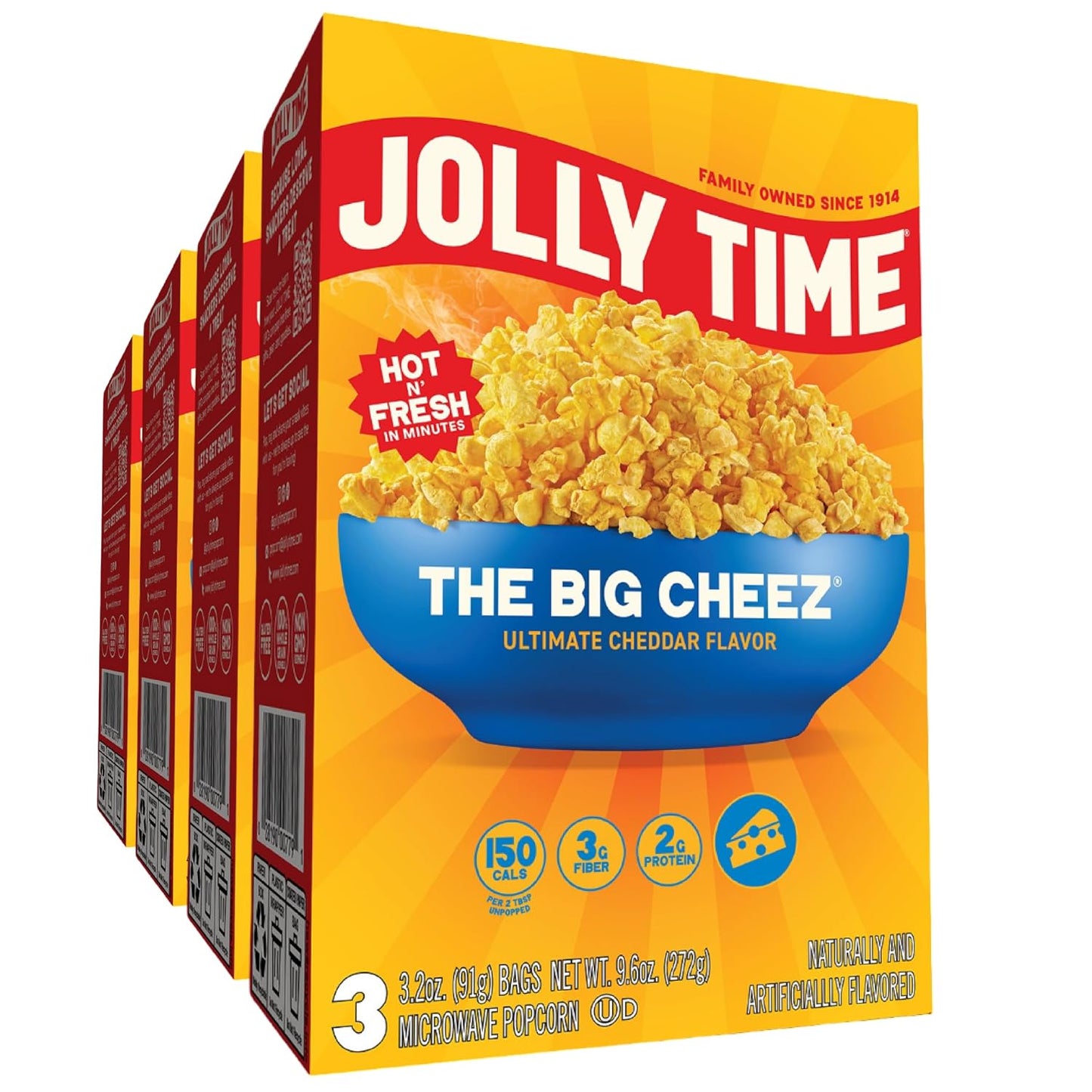 Jolly-Time-The-Big-Cheez,-Cheddar-Cheese-Microwave-Popcorn,-3.2oz-Sharing--Bag,-3-Bags-Carton-607