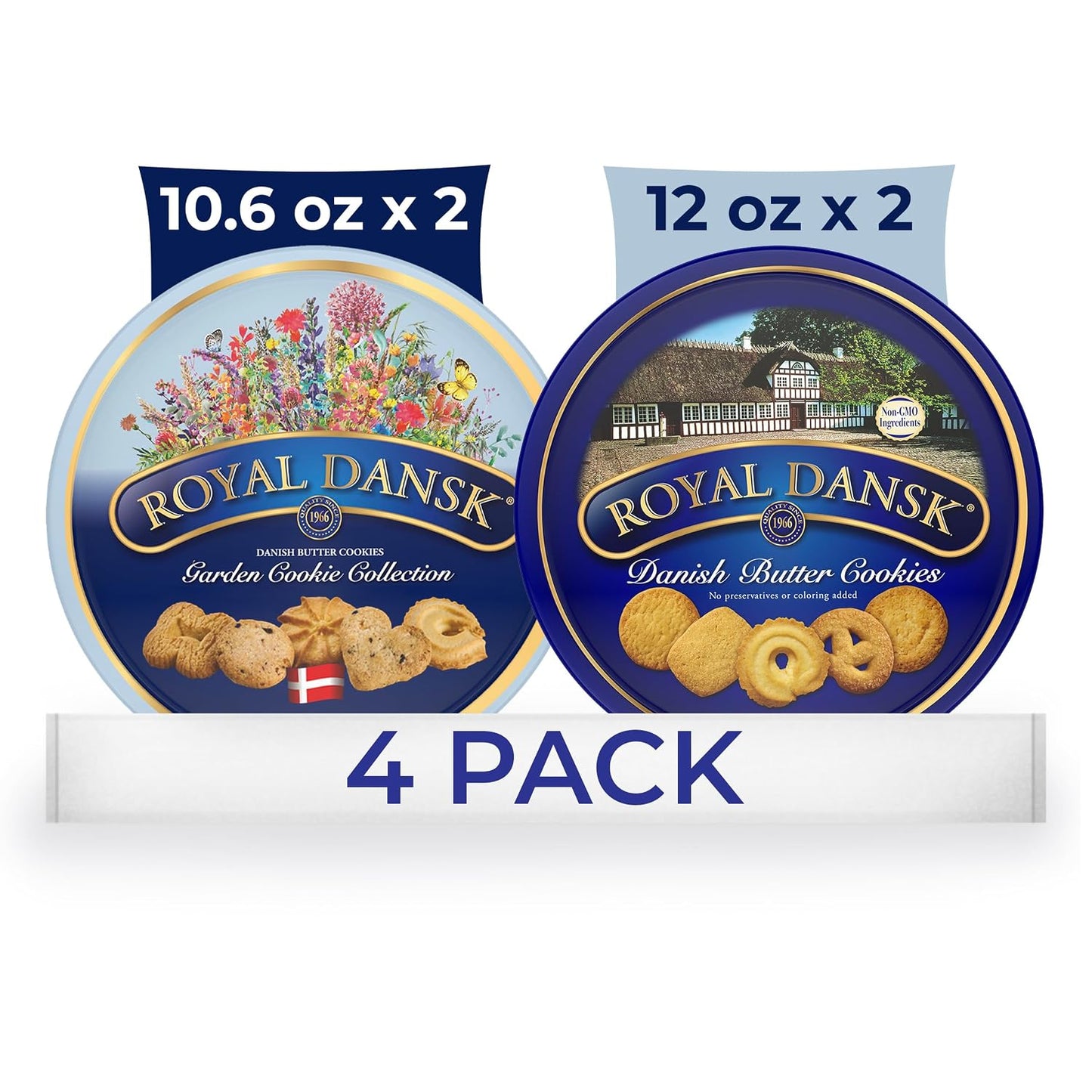 Royal-Dansk-Garden-Cookie-Collection-&-Danish-Butter-Cookies,-4-Pack,-Includes--Two-12-oz-Two-263