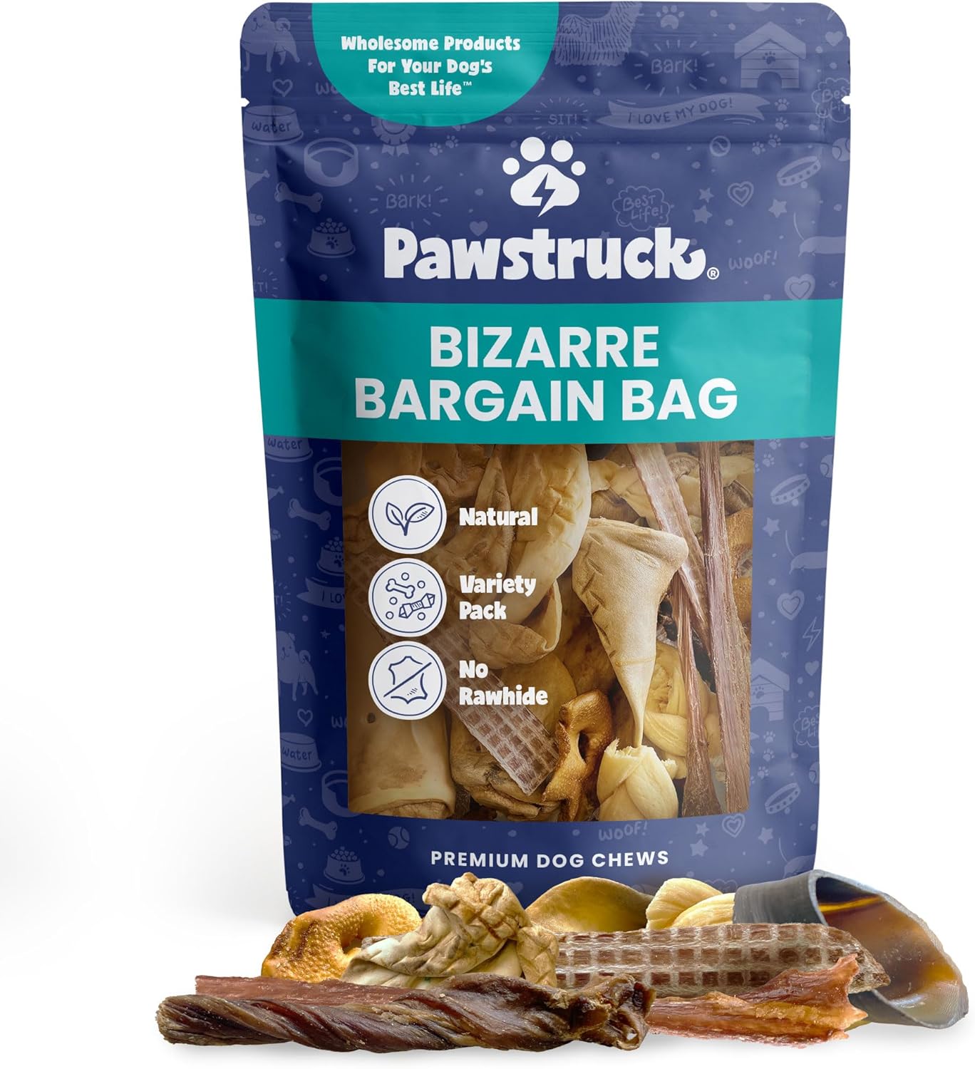 Pawstruck-Bizarre-Bargain-Bag-Assorted-Natural-Dog-Chew-Treats---Animal-Jerky,-2074