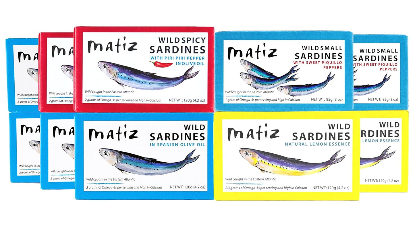 Matiz-Paquete-variado-de-sardinas,-aguas-españolas-capturadas-en-la-naturaleza-|-latas-1279